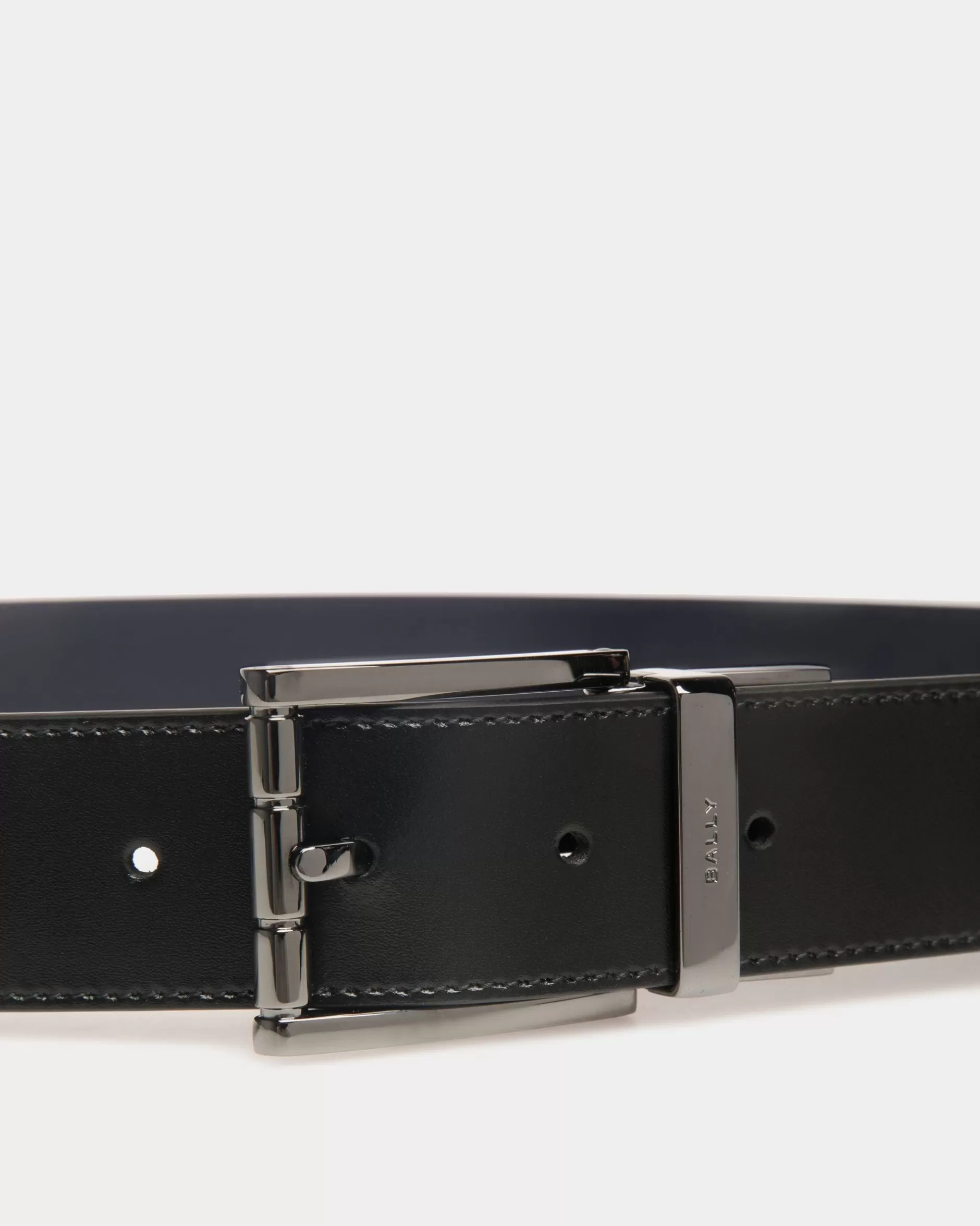 Bally Astory 35 mm Verstellbarer Wendegürtel Aus Leder In Schwarz Und Navy Blue Mehrfarbig Best