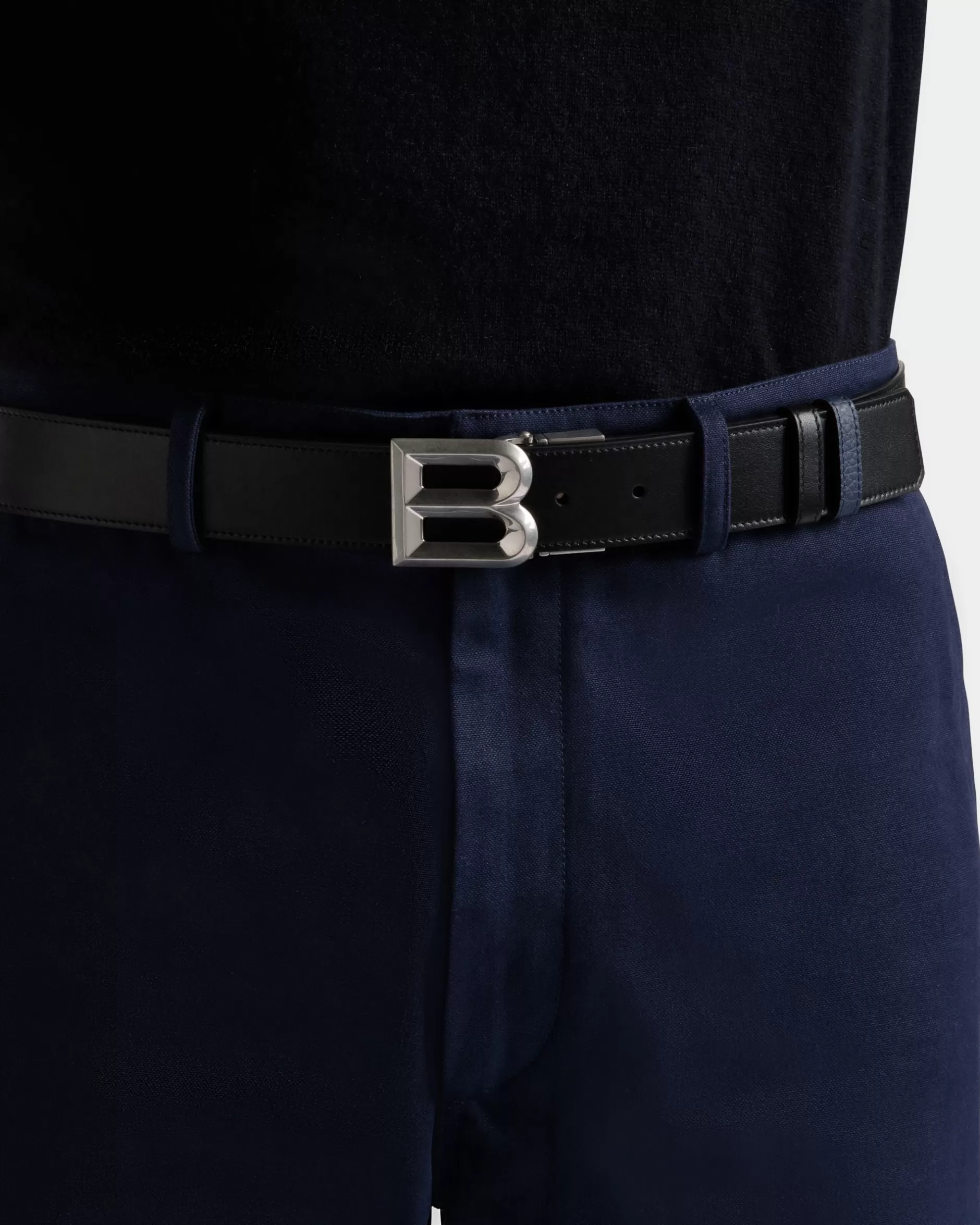 Bally B Bold 35 mm Verstellbarer Wendegürtel Aus Leder In Schwarz Und Marine Blau Best Sale