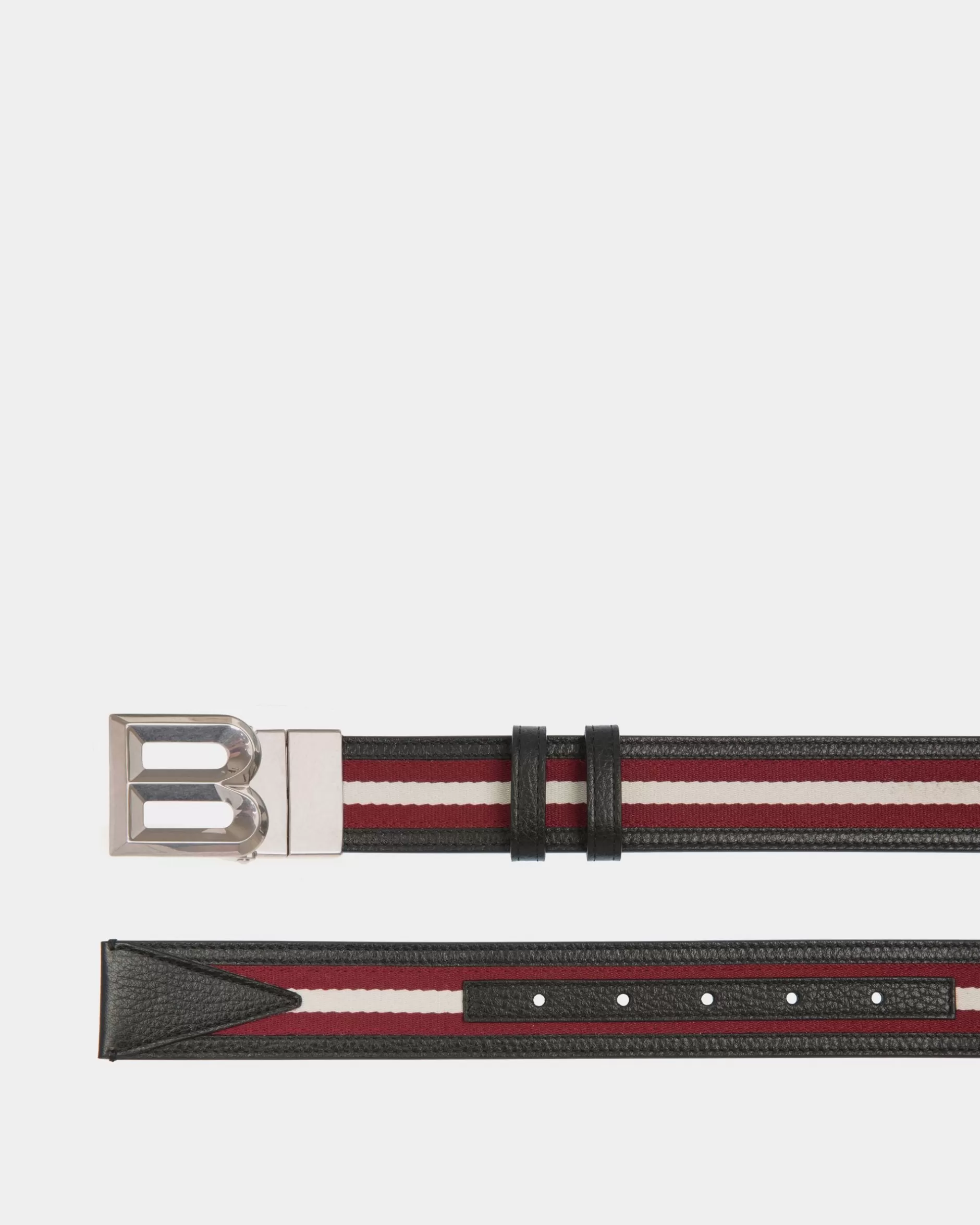 Bally B Bold 35 mm Wendegürtel Aus Stoff Und Leder In Und Weiß Rot Discount