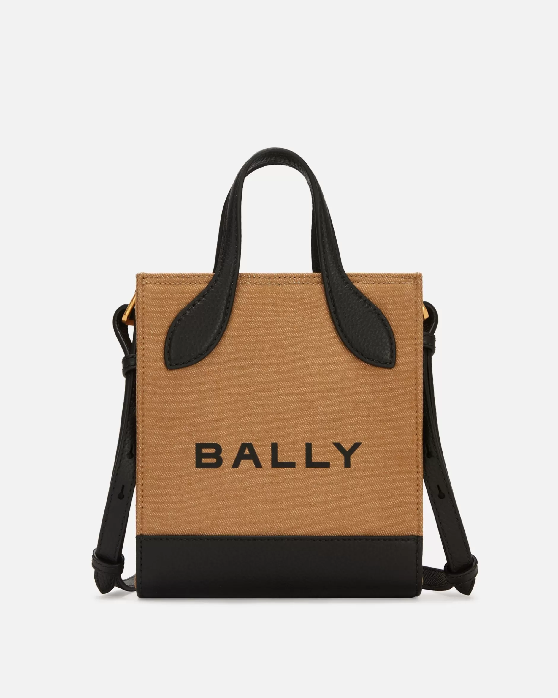 Bally Bar Mini-Tragetasche Aus Canvas Und Leder In Und Schwarz Beige Flash Sale
