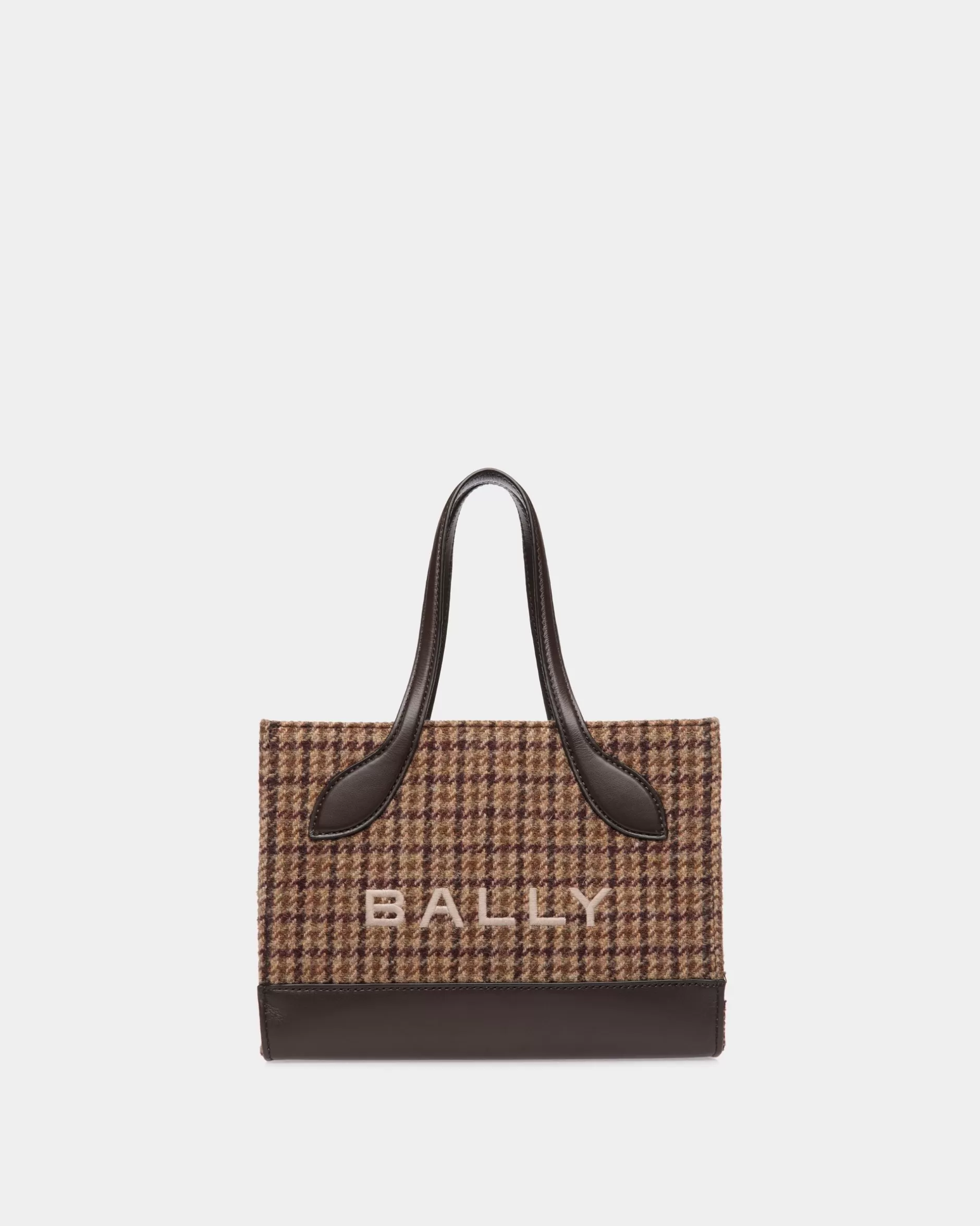Bally Bar Mini-Tragetasche Aus Wolle Und Leder Mit Karomuster In tönen Braun Shop