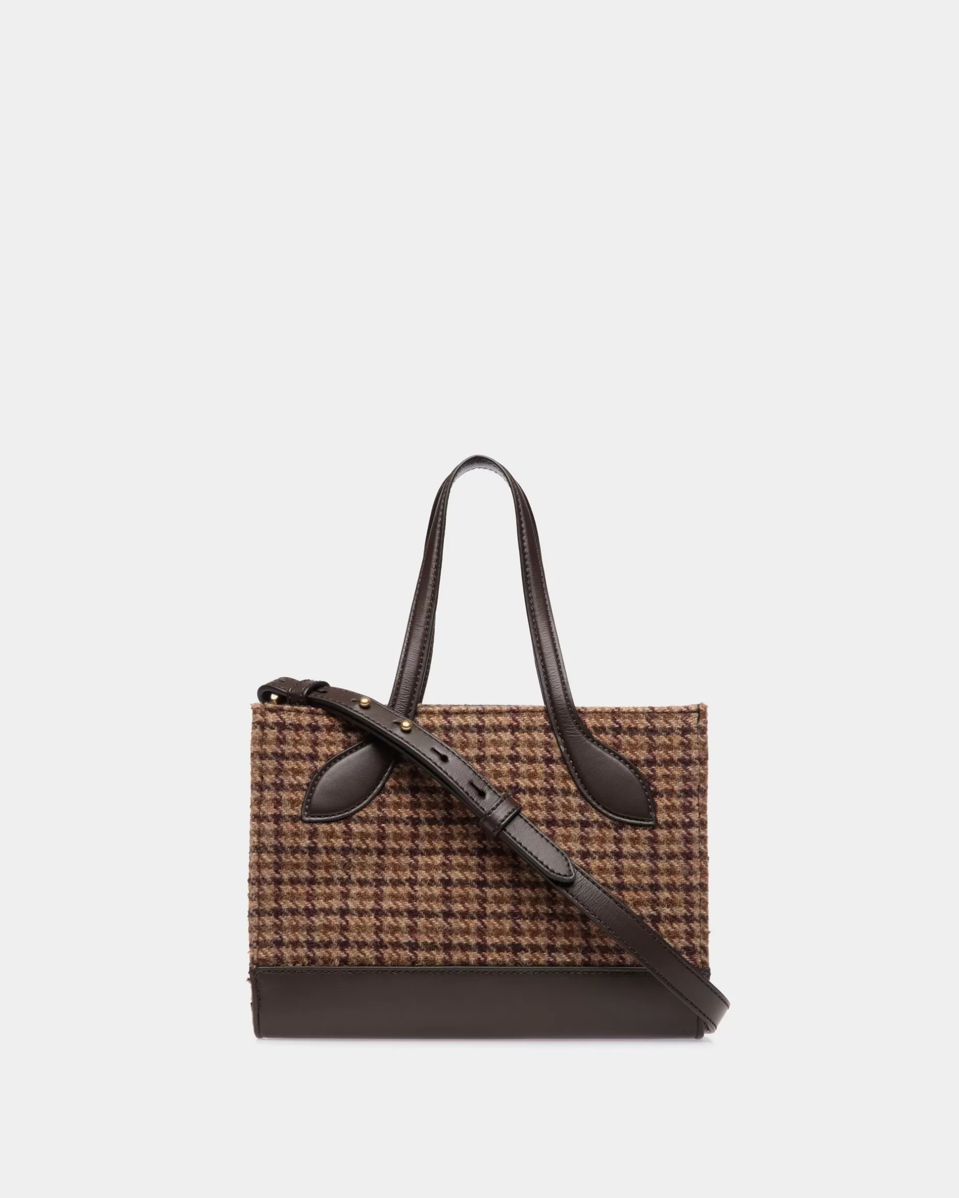 Bally Bar Mini-Tragetasche Aus Wolle Und Leder Mit Karomuster In tönen Braun Shop