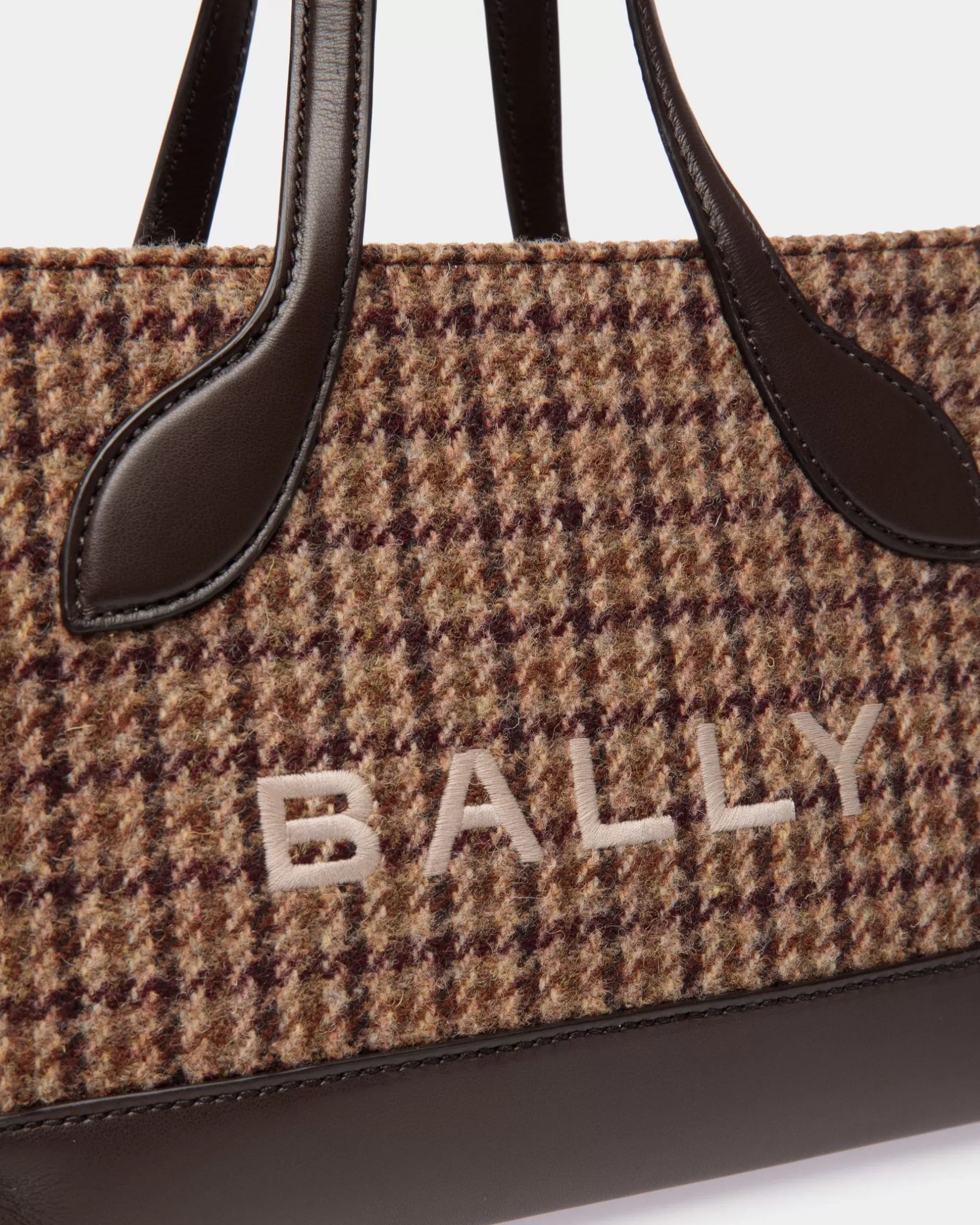 Bally Bar Mini-Tragetasche Aus Wolle Und Leder Mit Karomuster In tönen Braun Shop