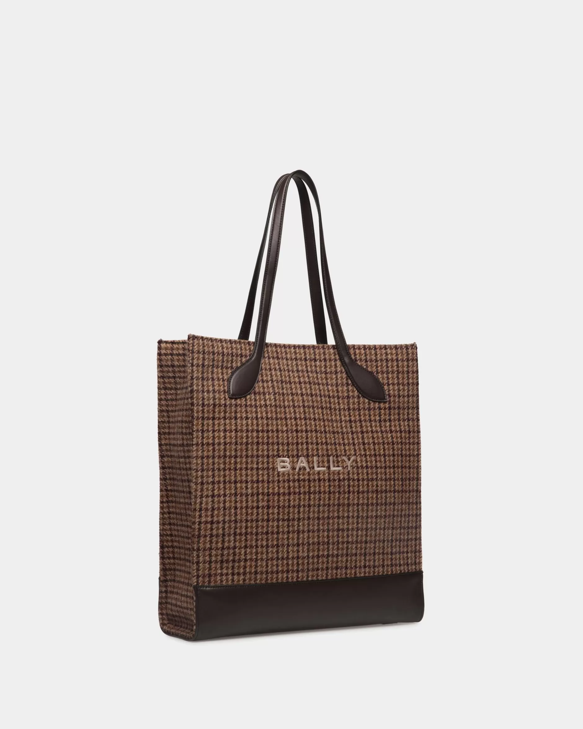 Bally Bar Tragetasche Aus Wolle Und Leder Mit Karomuster In tönen Braun Discount