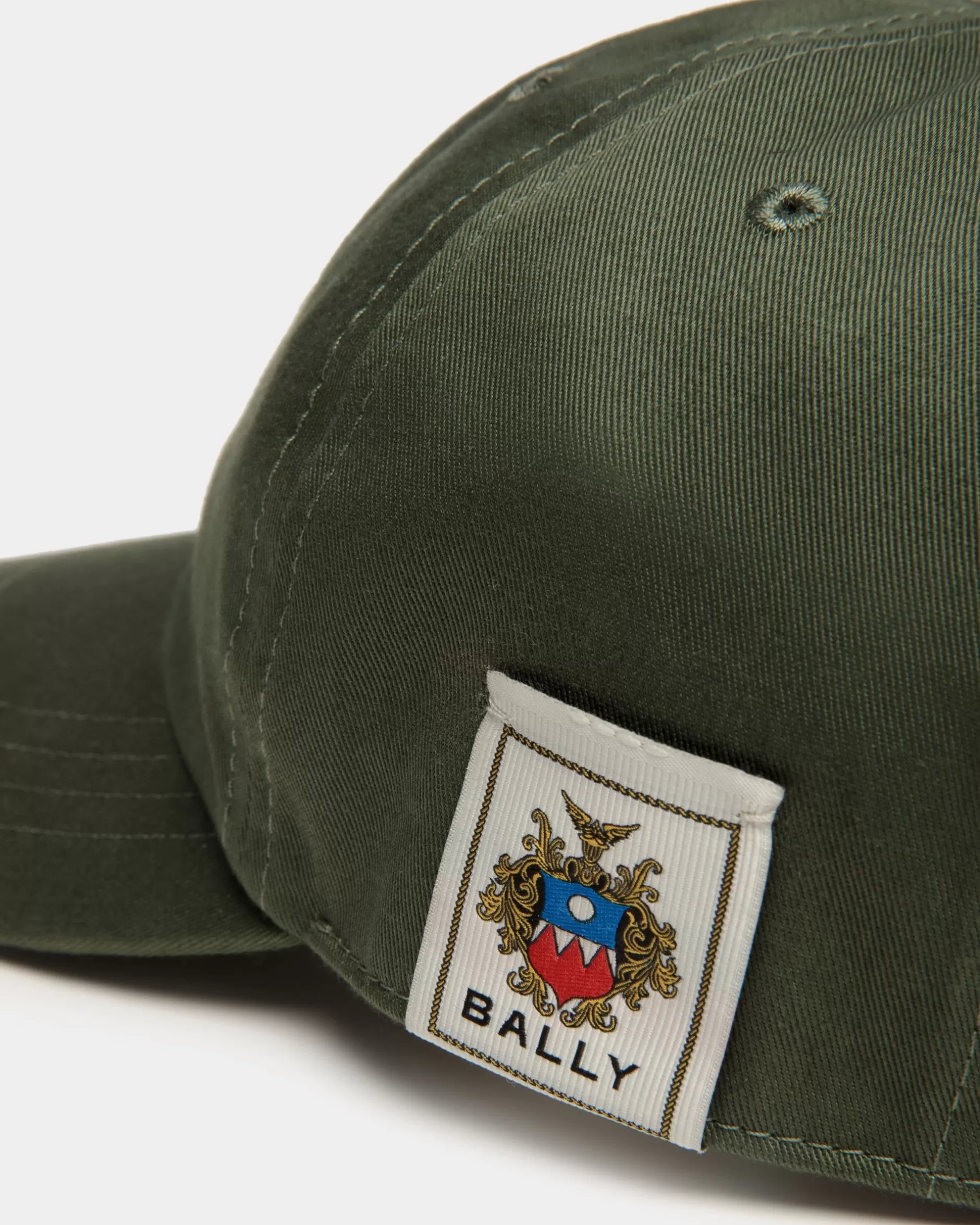 Bally Baseballmütze Aus Baumwolle In Military Green Mit Crest Logo Grün Best Sale