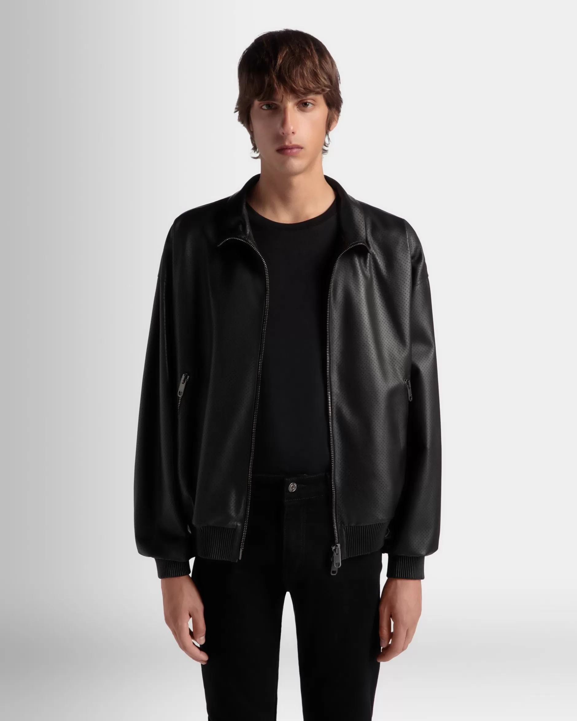 Bally Bomberjacke Aus Leder In Aus Der Adrien Brody Travel-Kollektion Schwarz Best Sale