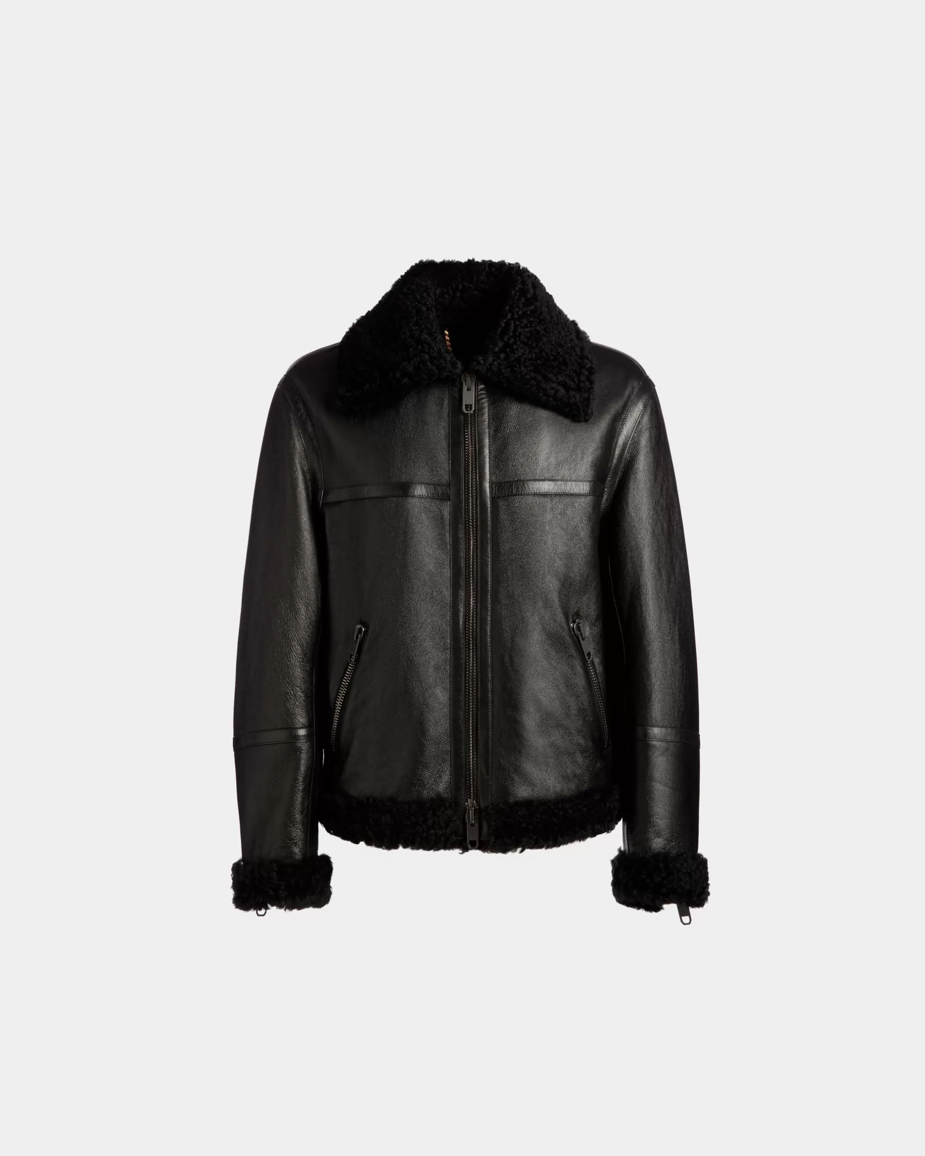 Bally Bomberjacke Aus Leder In Aus Der Adrien Brody Travel-Kollektion Schwarz Discount