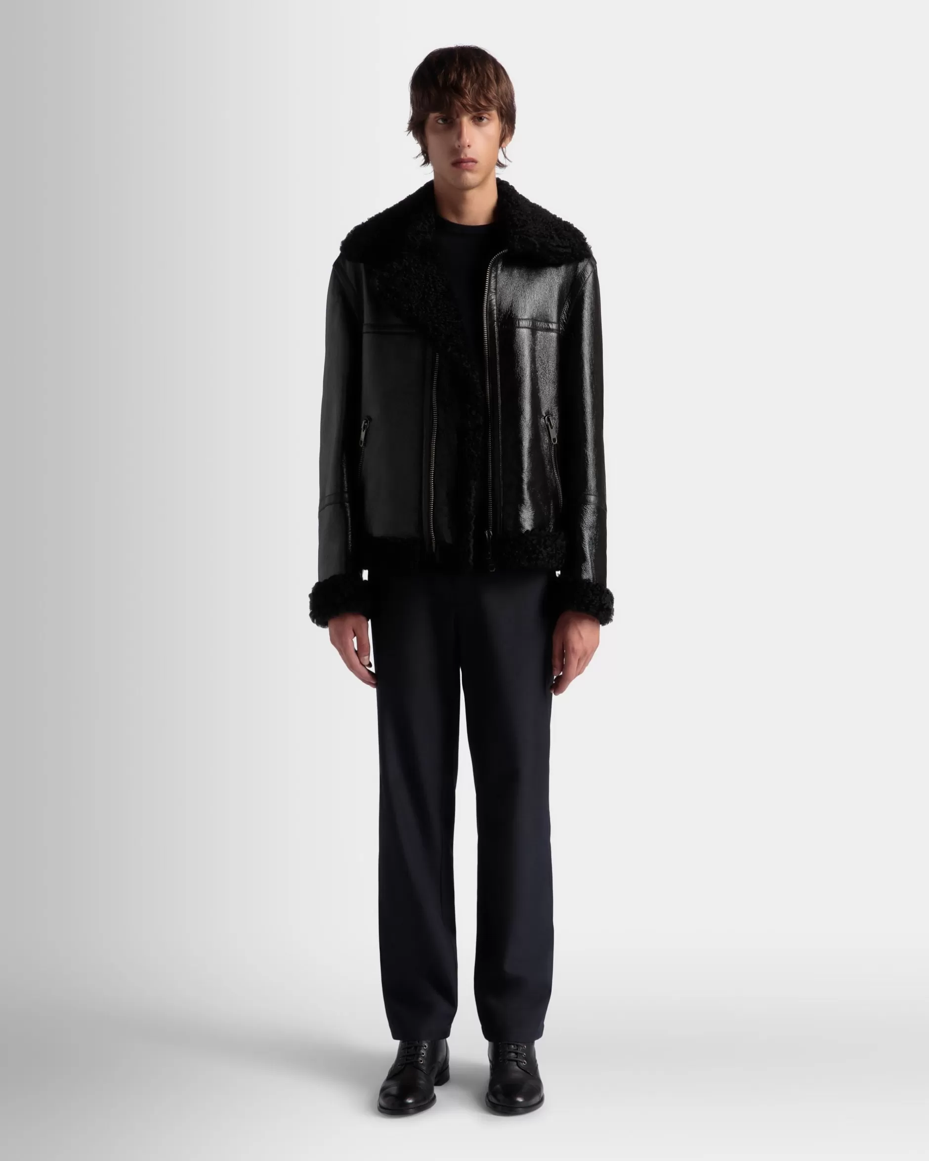 Bally Bomberjacke Aus Leder In Aus Der Adrien Brody Travel-Kollektion Schwarz Discount