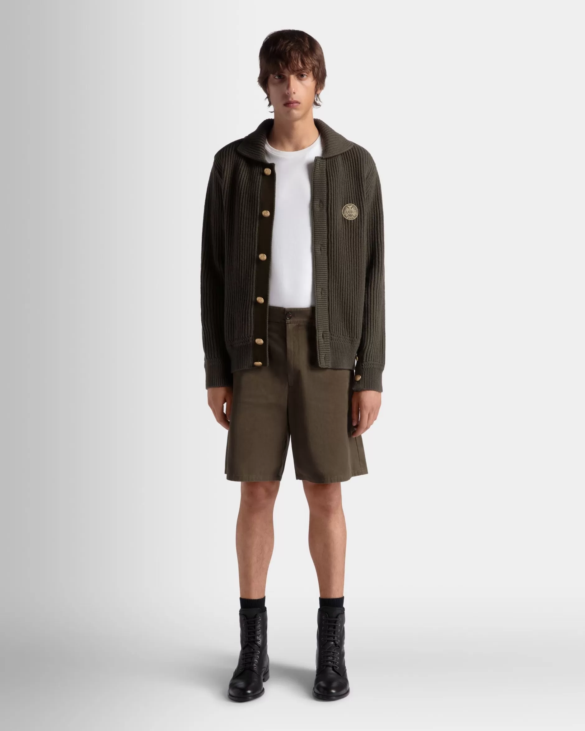 Bally Cardigan Aus Wolle In Military Green Aus Der Adrien Brody Travel-Kollektion Grün Clearance