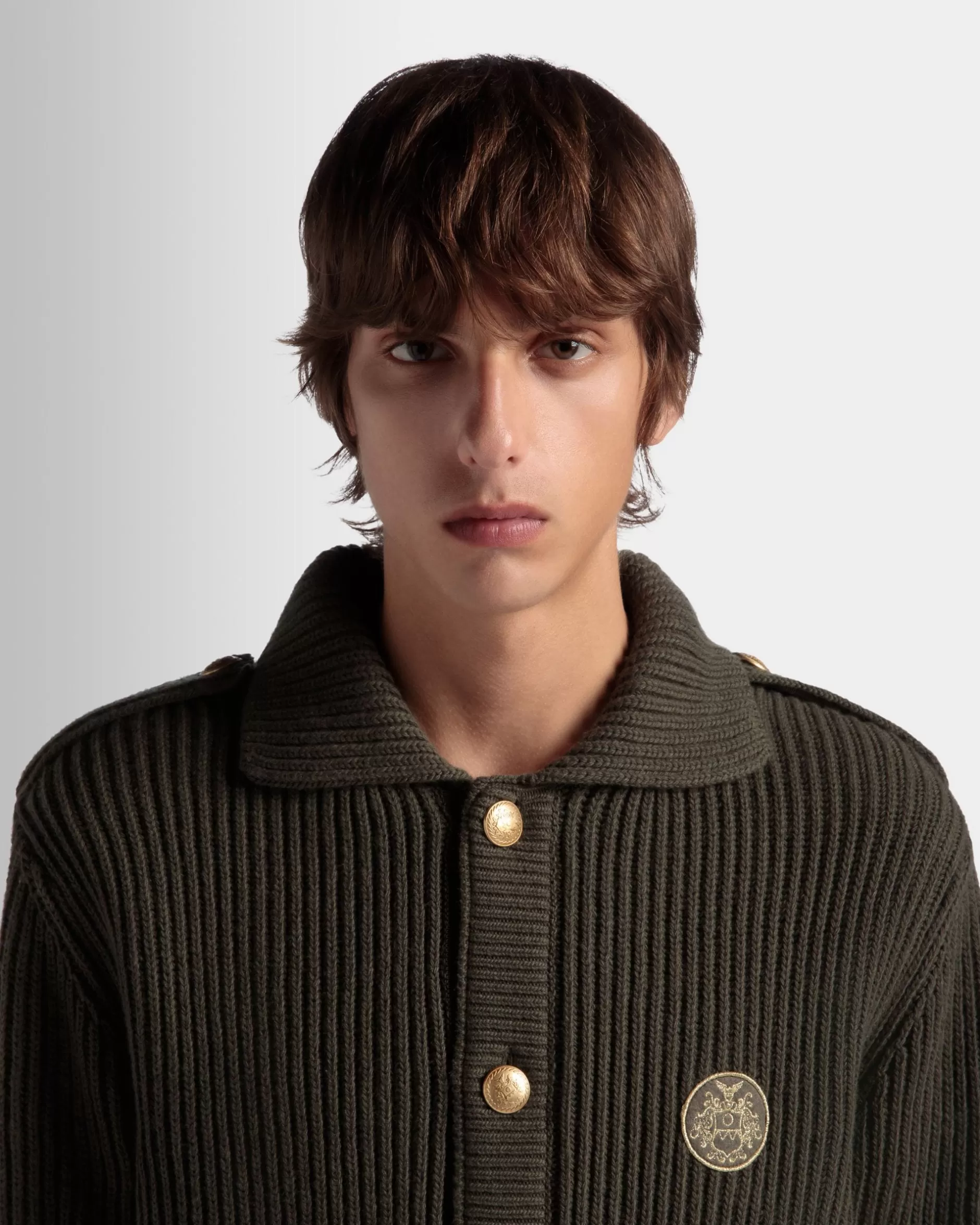 Bally Cardigan Aus Wolle In Military Green Aus Der Adrien Brody Travel-Kollektion Grün Clearance