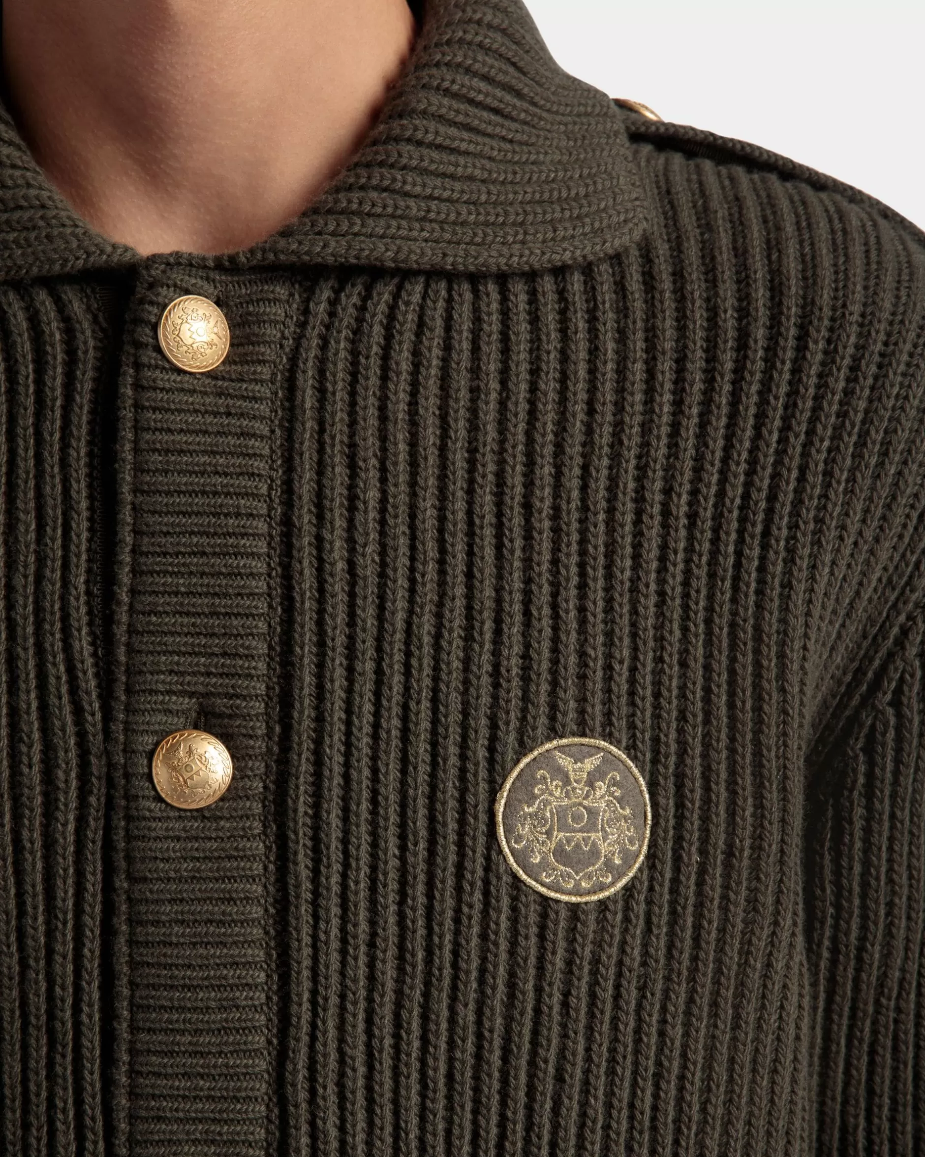 Bally Cardigan Aus Wolle In Military Green Aus Der Adrien Brody Travel-Kollektion Grün Clearance