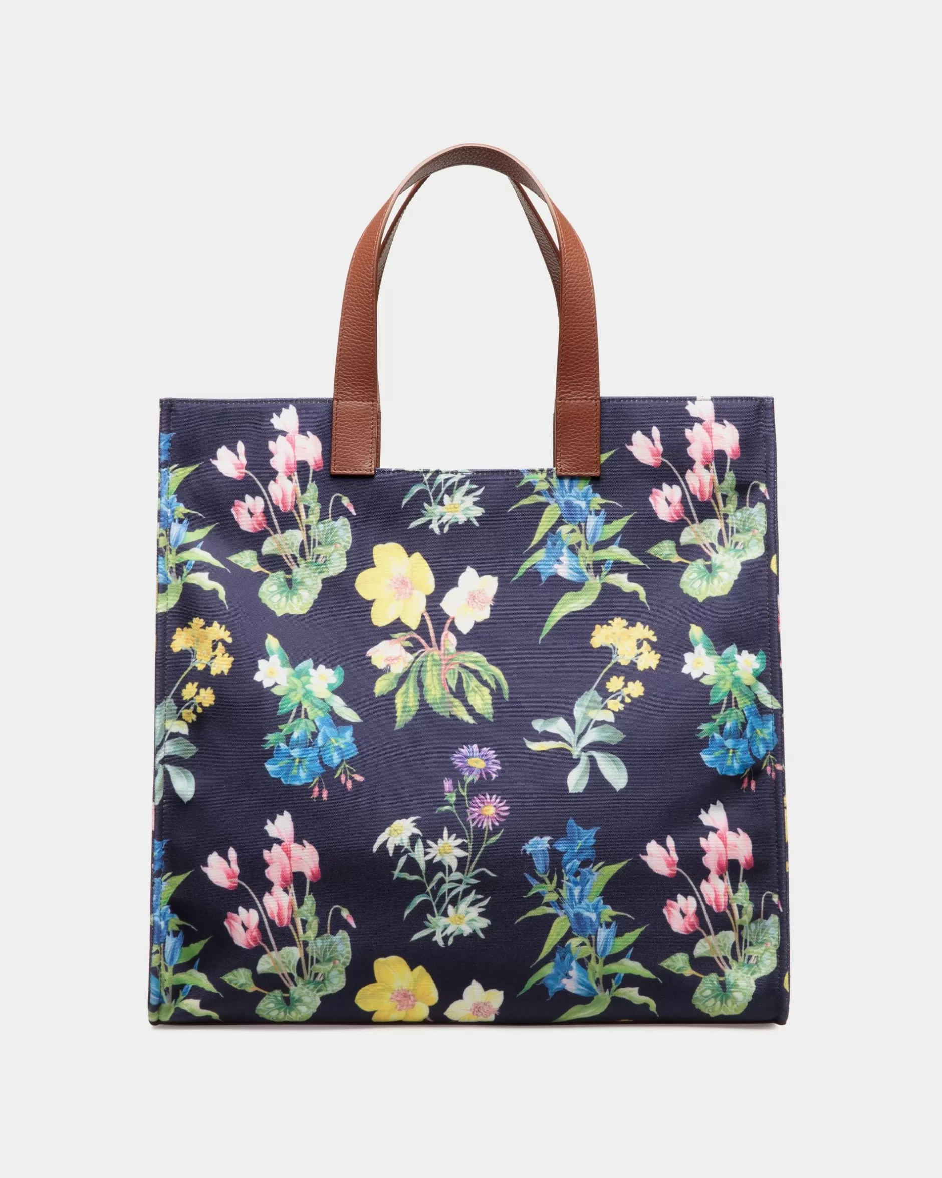 Bally Easy Tragetasche Für Damen Aus Canvas Und Leder Mit Mountain Flower-Print Blau Flash Sale