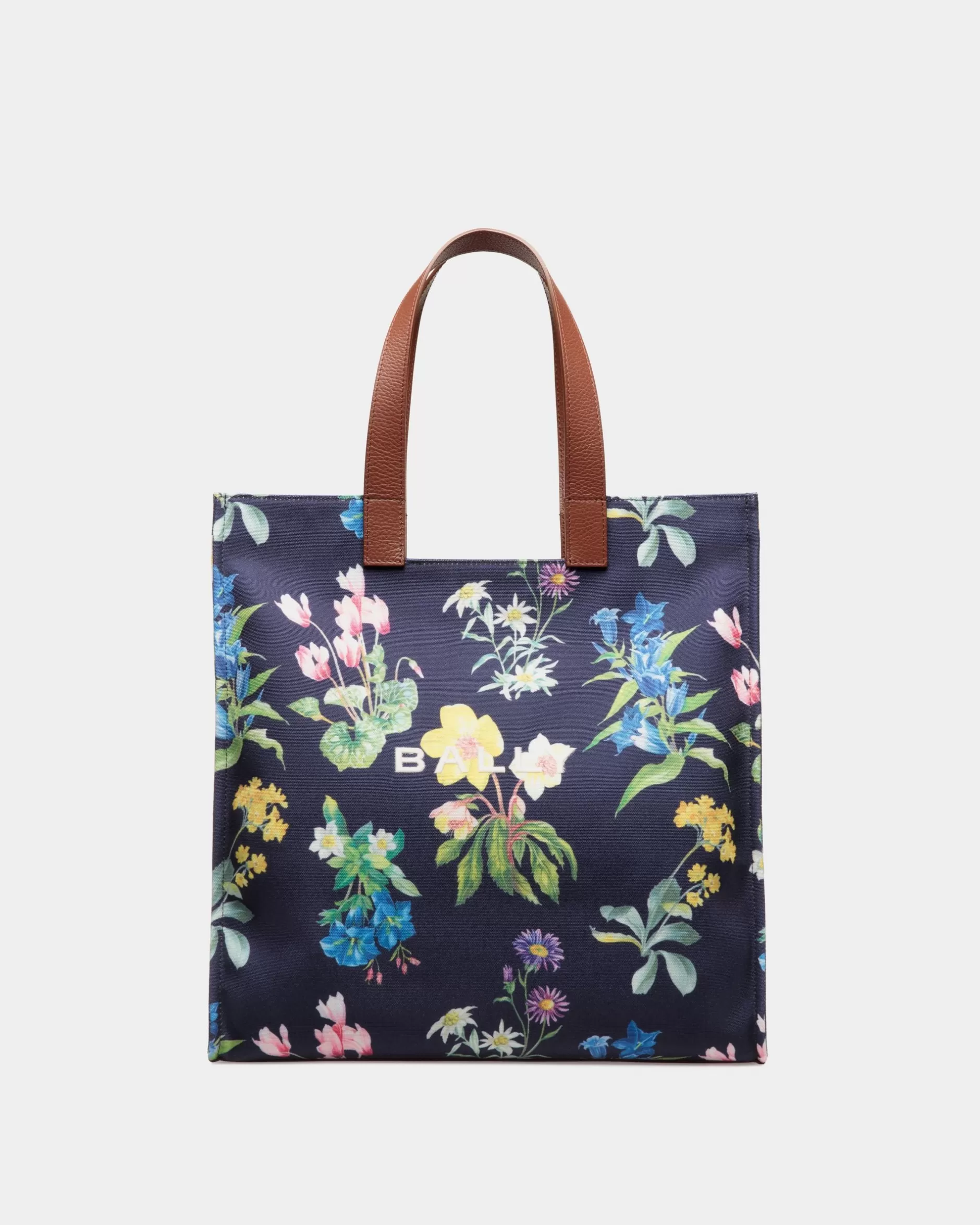 Bally Easy Tragetasche Für Damen Aus Canvas Und Leder Mit Mountain Flower-Print Blau Cheap