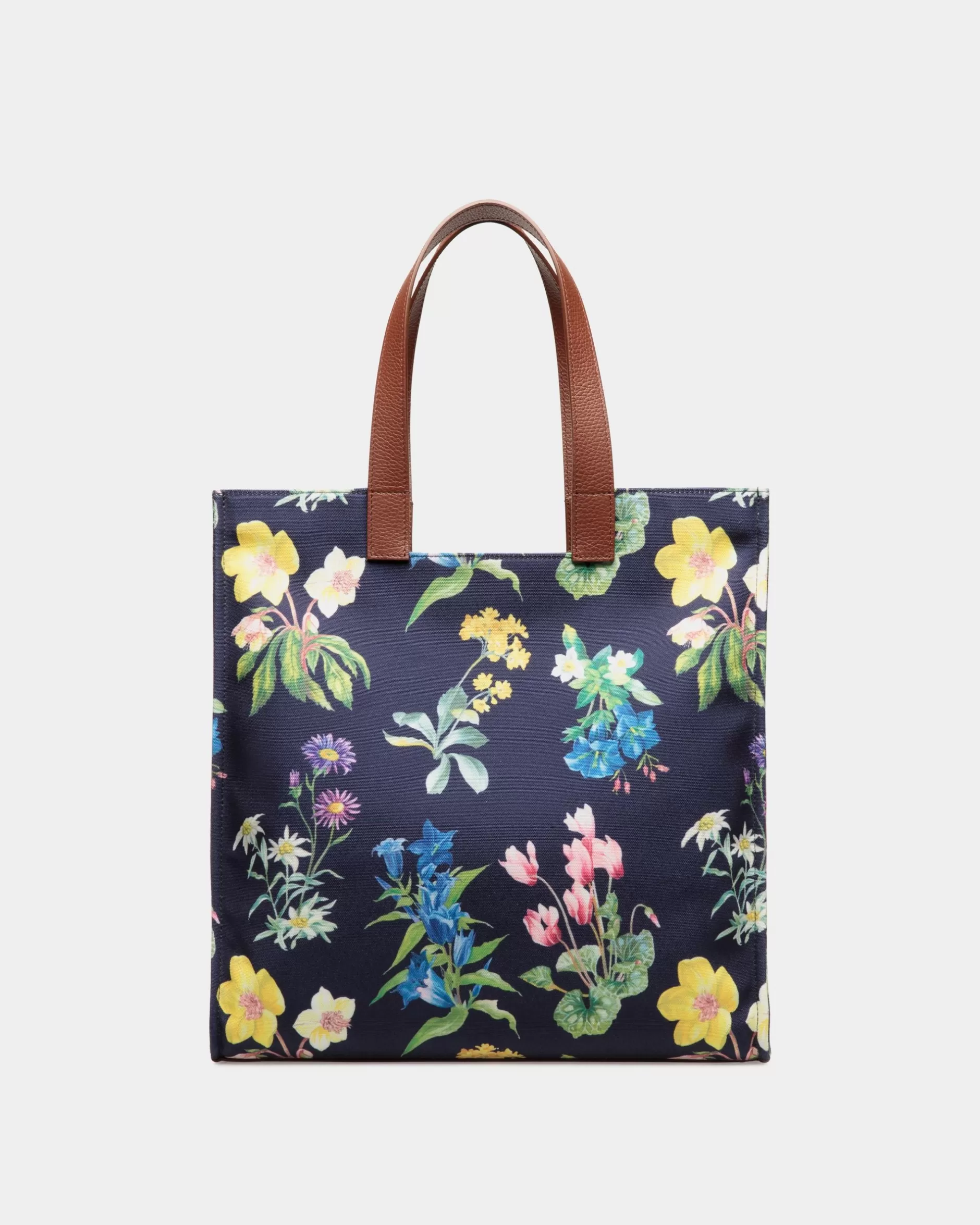 Bally Easy Tragetasche Für Damen Aus Canvas Und Leder Mit Mountain Flower-Print Blau Cheap