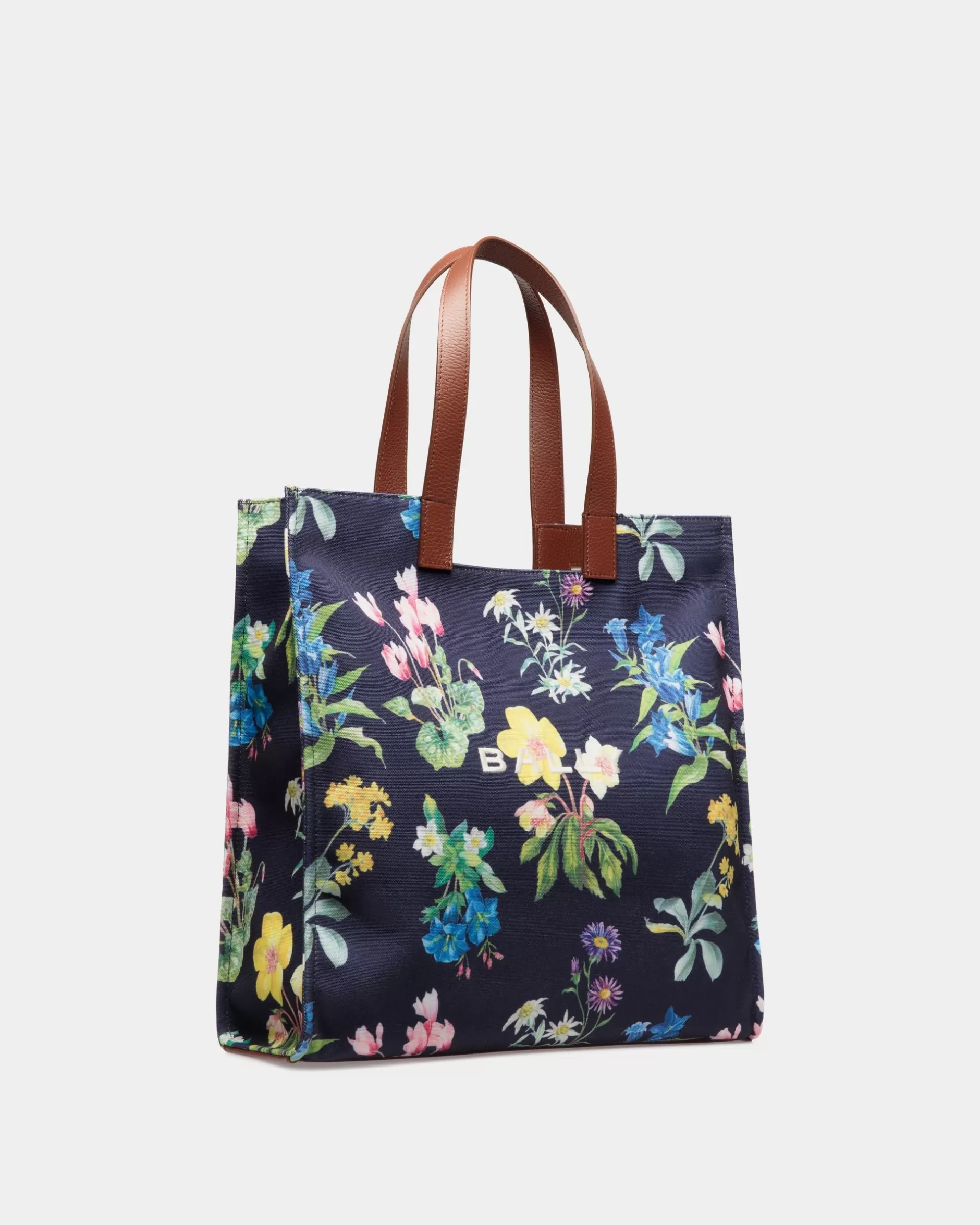 Bally Easy Tragetasche Für Damen Aus Canvas Und Leder Mit Mountain Flower-Print Blau Cheap
