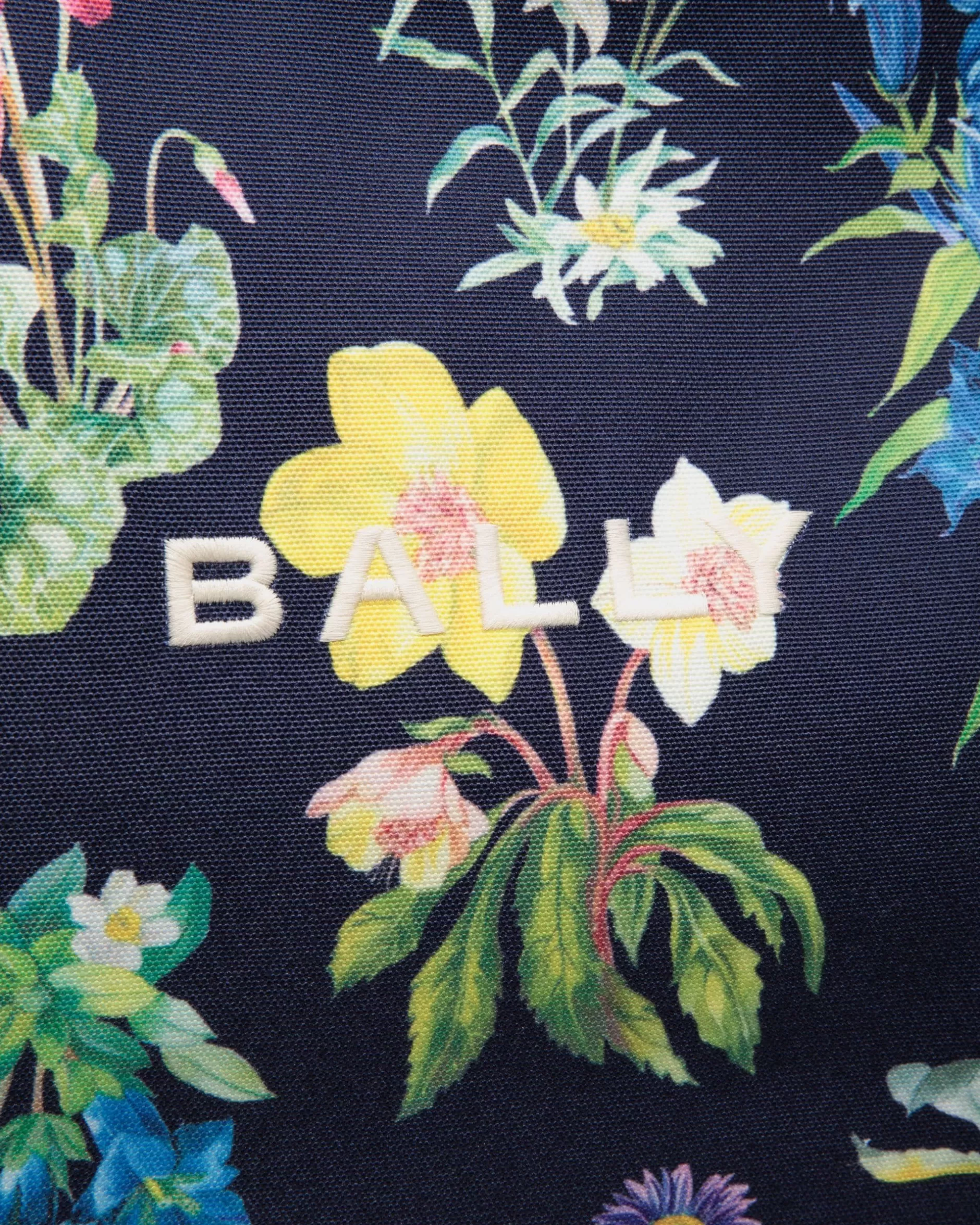 Bally Easy Tragetasche Für Damen Aus Canvas Und Leder Mit Mountain Flower-Print Blau Cheap