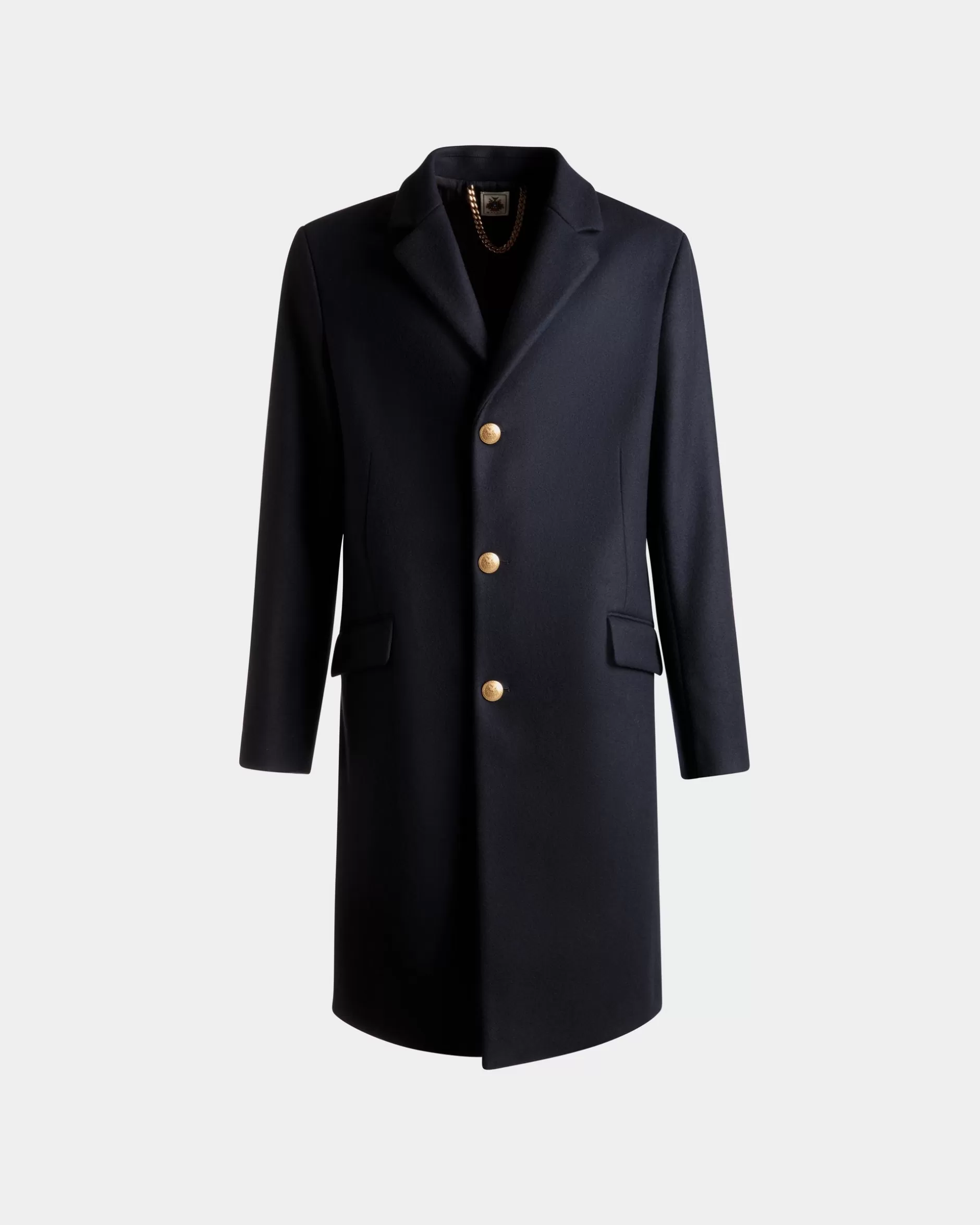 Bally Einreihiger Mantel Aus Einer Wollmischung In Navy Blue Aus Der Adrien Brody Travel-Kollektion Blau Fashion