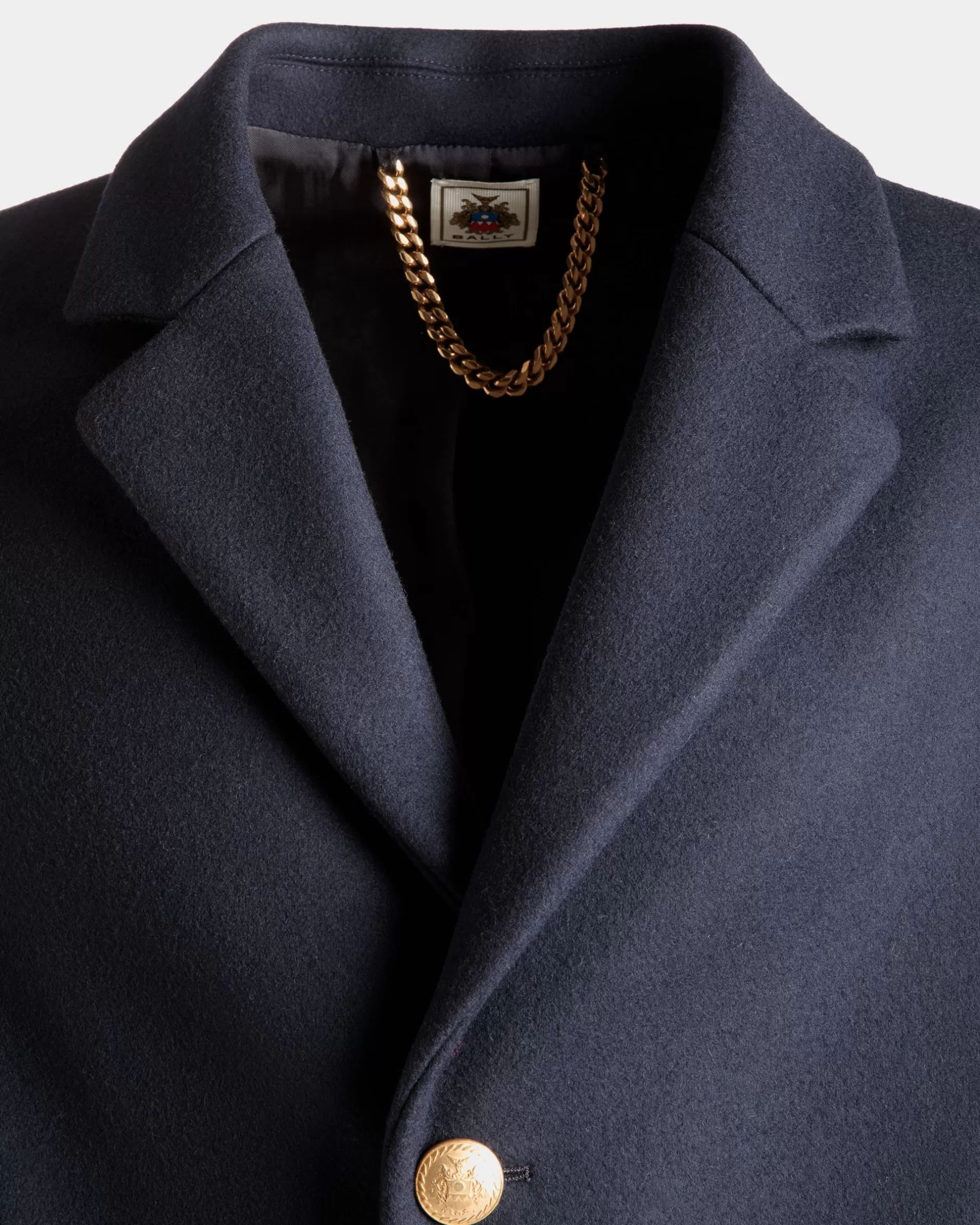Bally Einreihiger Mantel Aus Einer Wollmischung In Navy Blue Aus Der Adrien Brody Travel-Kollektion Blau Fashion