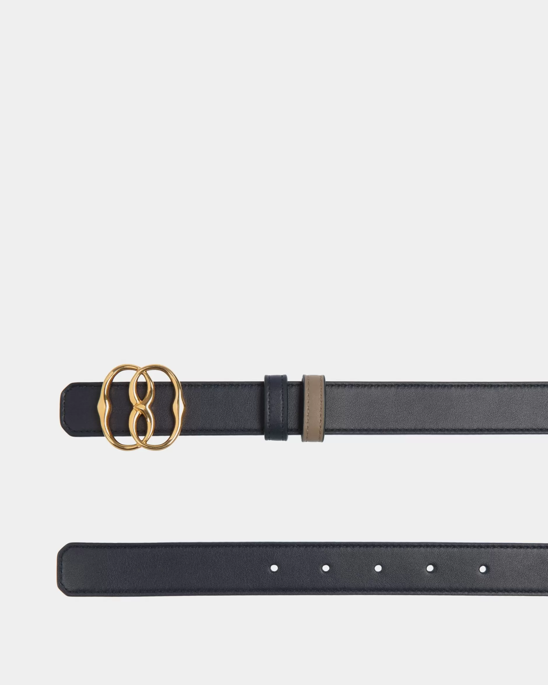 Bally Emblem 25mm Wendegürtel Aus Leder In Navy Blue Und Taupe Mehrfarbig Online