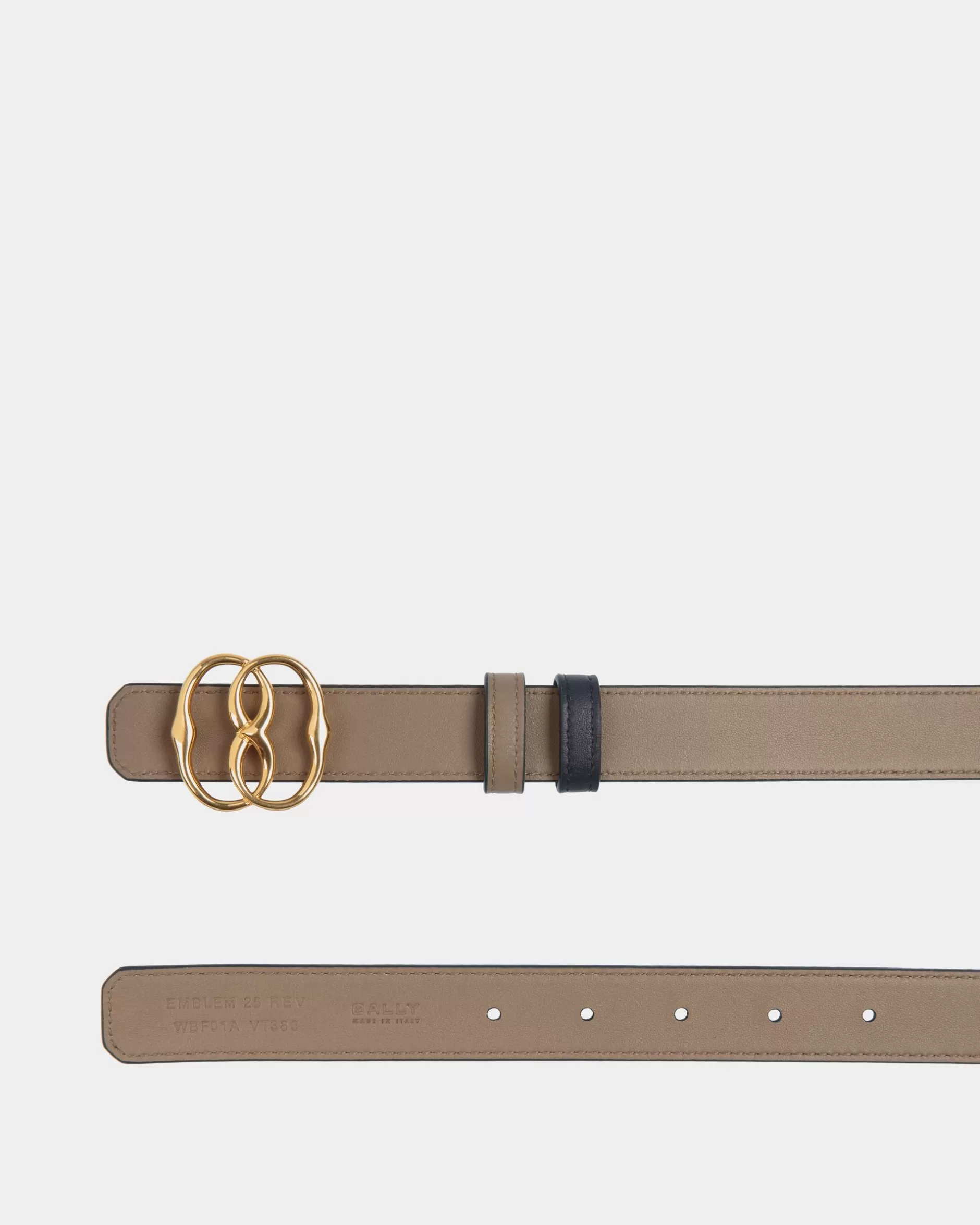 Bally Emblem 25mm Wendegürtel Aus Leder In Navy Blue Und Taupe Mehrfarbig Online