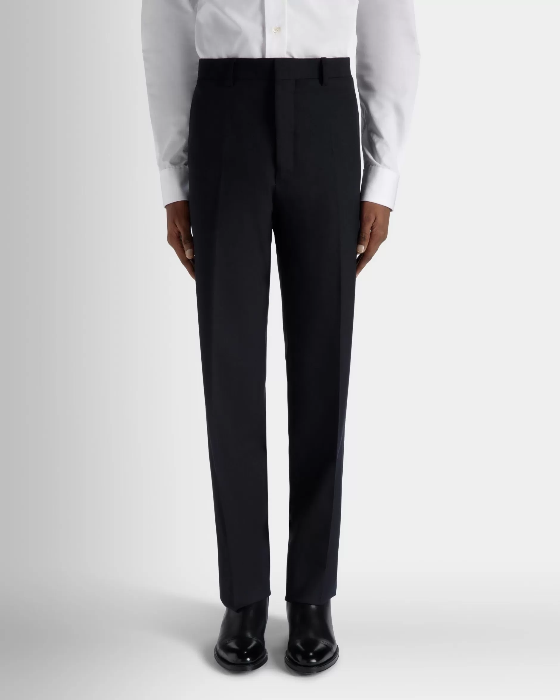 Bally Faltenhose Aus Wolle In Navy Blue Aus Der Adrien Brody Travel-Kollektion Blau Fashion