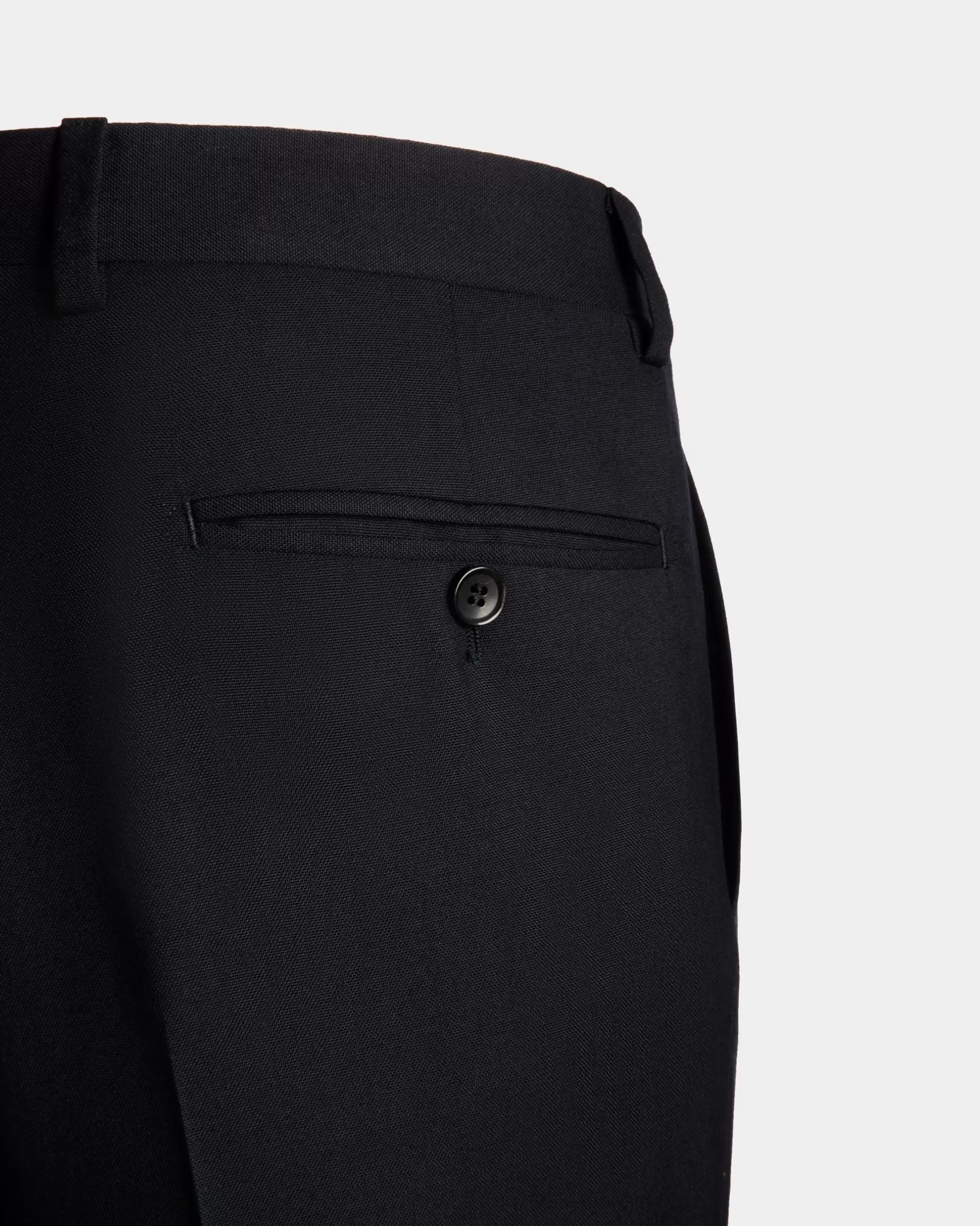 Bally Faltenhose Aus Wolle In Navy Blue Aus Der Adrien Brody Travel-Kollektion Blau Fashion