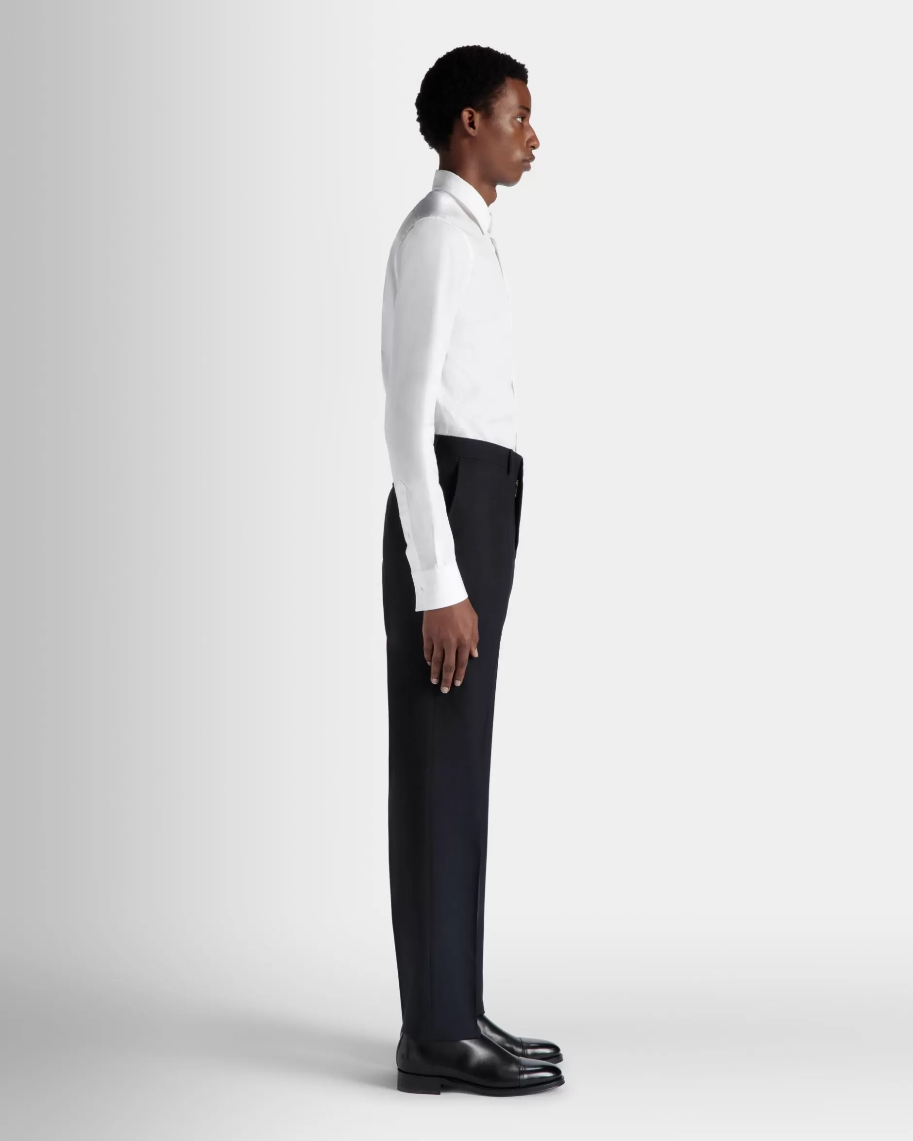 Bally Faltenhose Aus Wolle In Navy Blue Aus Der Adrien Brody Travel-Kollektion Blau Fashion