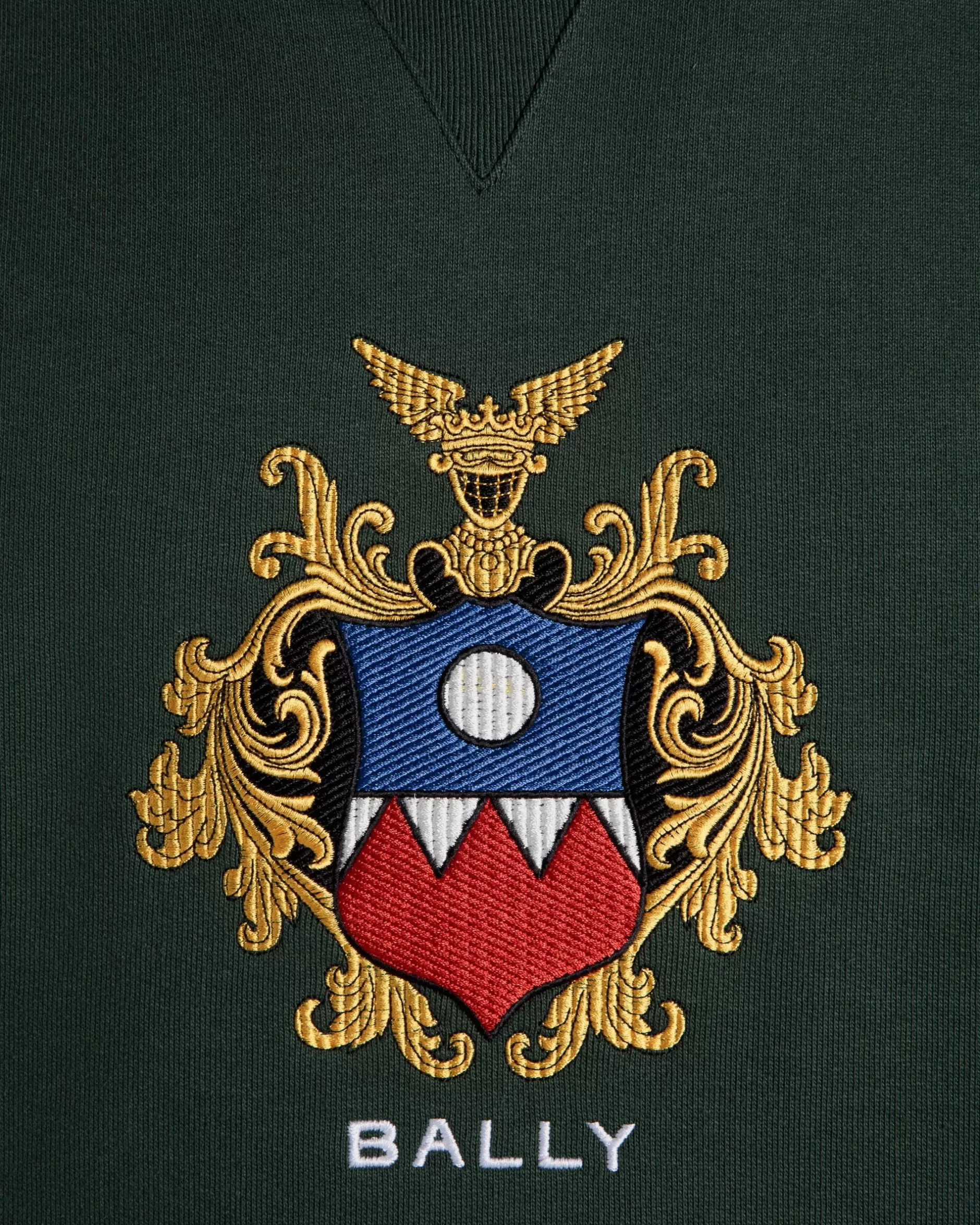 Bally Kapuzenpullover Aus Baumwolle In Bottle Green Mit Crest Logo Grün Best