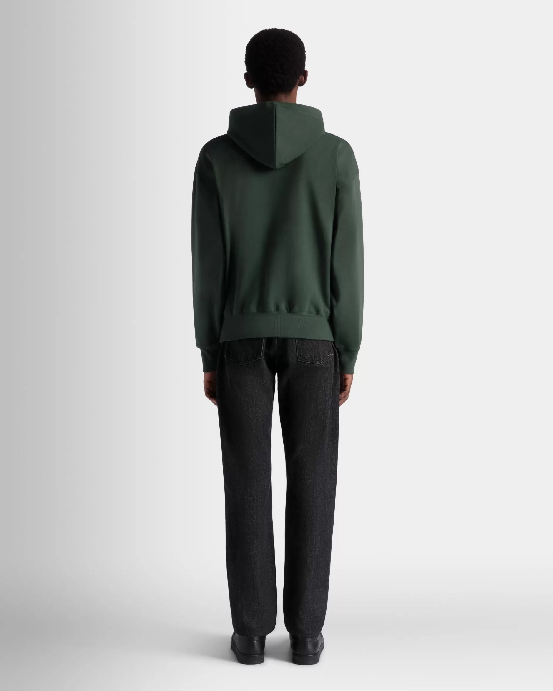 Bally Kapuzenpullover Aus Baumwolle In Bottle Green Mit Crest Logo Grün Best