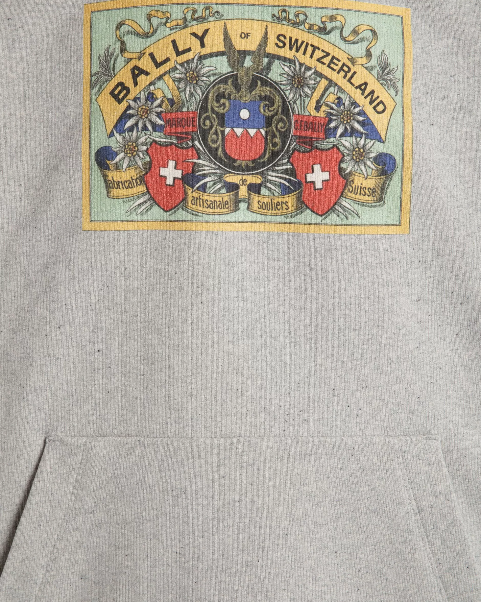 Bally Kapuzenpullover Aus Baumwolle In Meliert Mit Crest Label Grau Shop