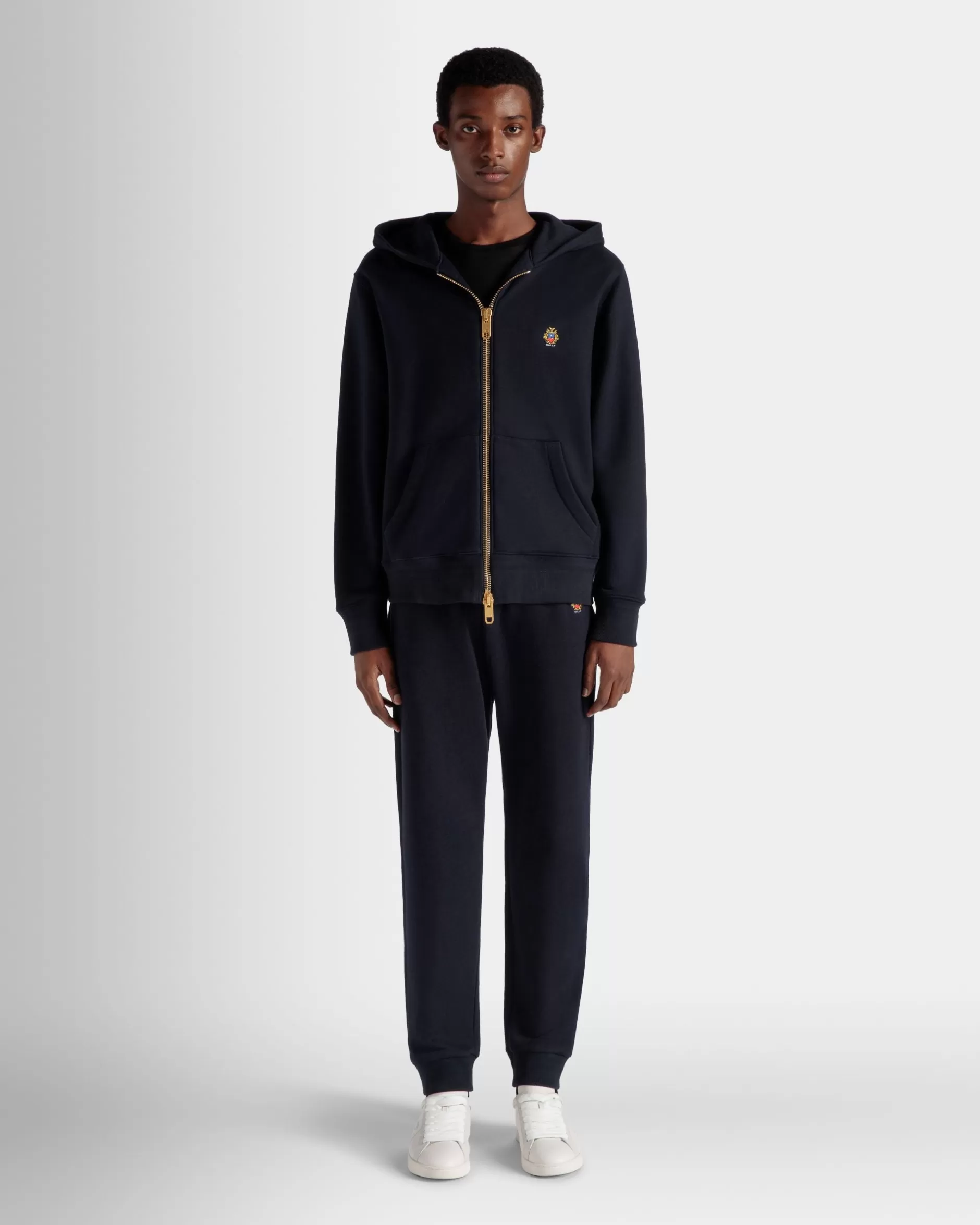 Bally Kapuzenpullover Aus Kaschmirgemisch In Navy Blue Aus Der Adrien Brody Travel-Kollektion Blau Flash Sale