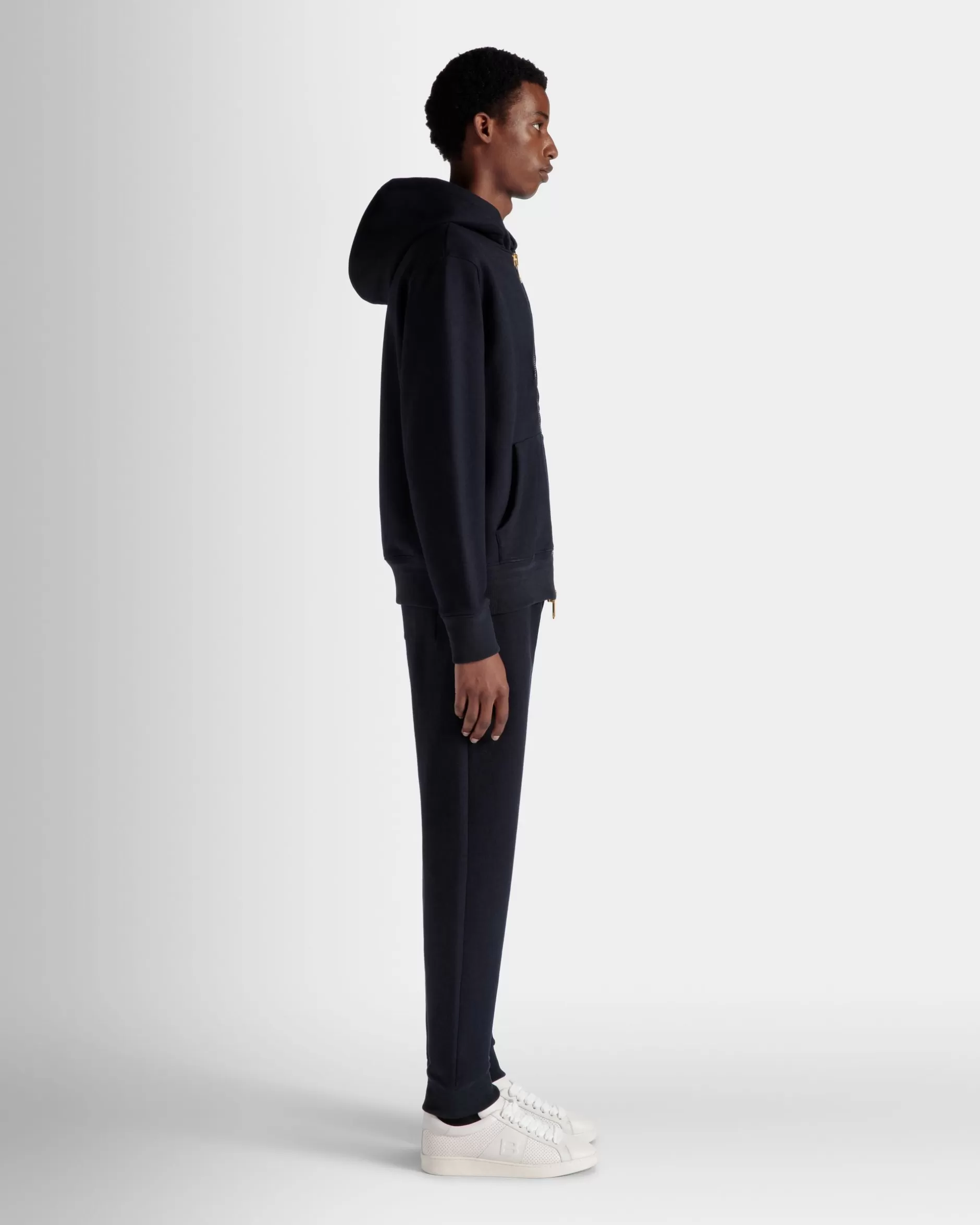 Bally Kapuzenpullover Aus Kaschmirgemisch In Navy Blue Aus Der Adrien Brody Travel-Kollektion Blau Flash Sale