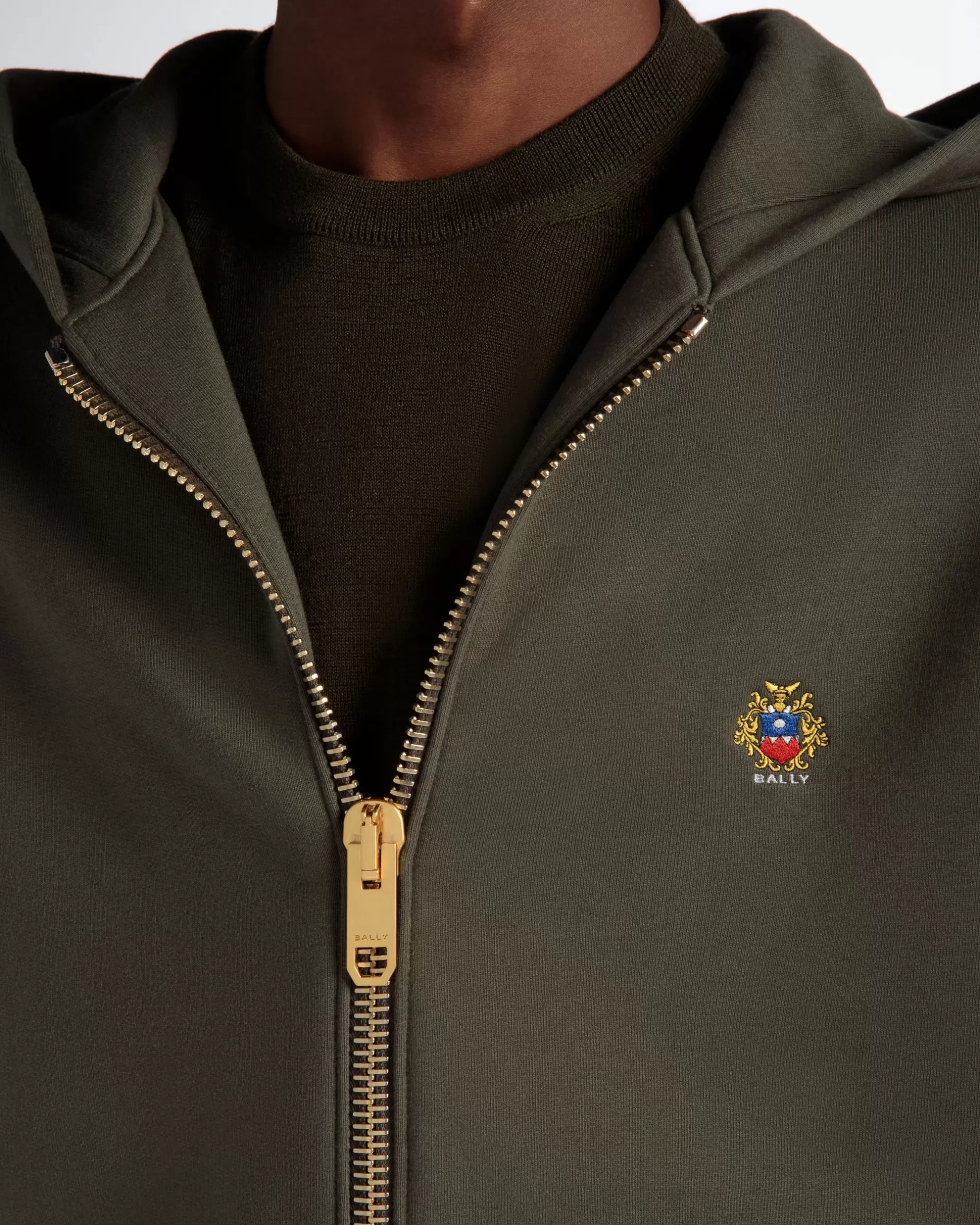 Bally Kapuzenpullover Aus Kaschmirgemisch In Olive Green Aus Der Adrien Brody Travel-Kollektion Grün Store