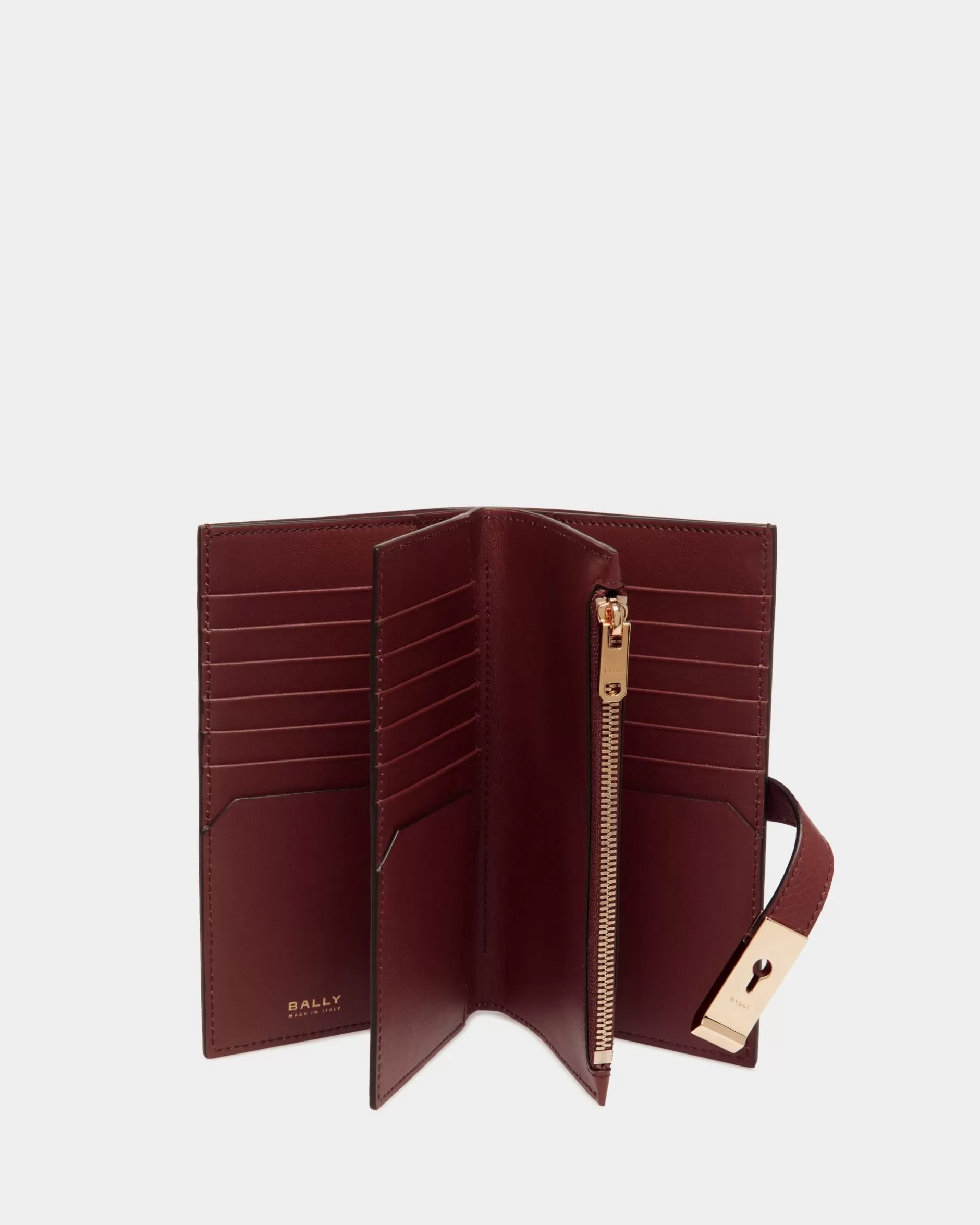 Bally Lock Me Lange Geldbörse Aus Genarbtem Leder In Andorra Rot Hot