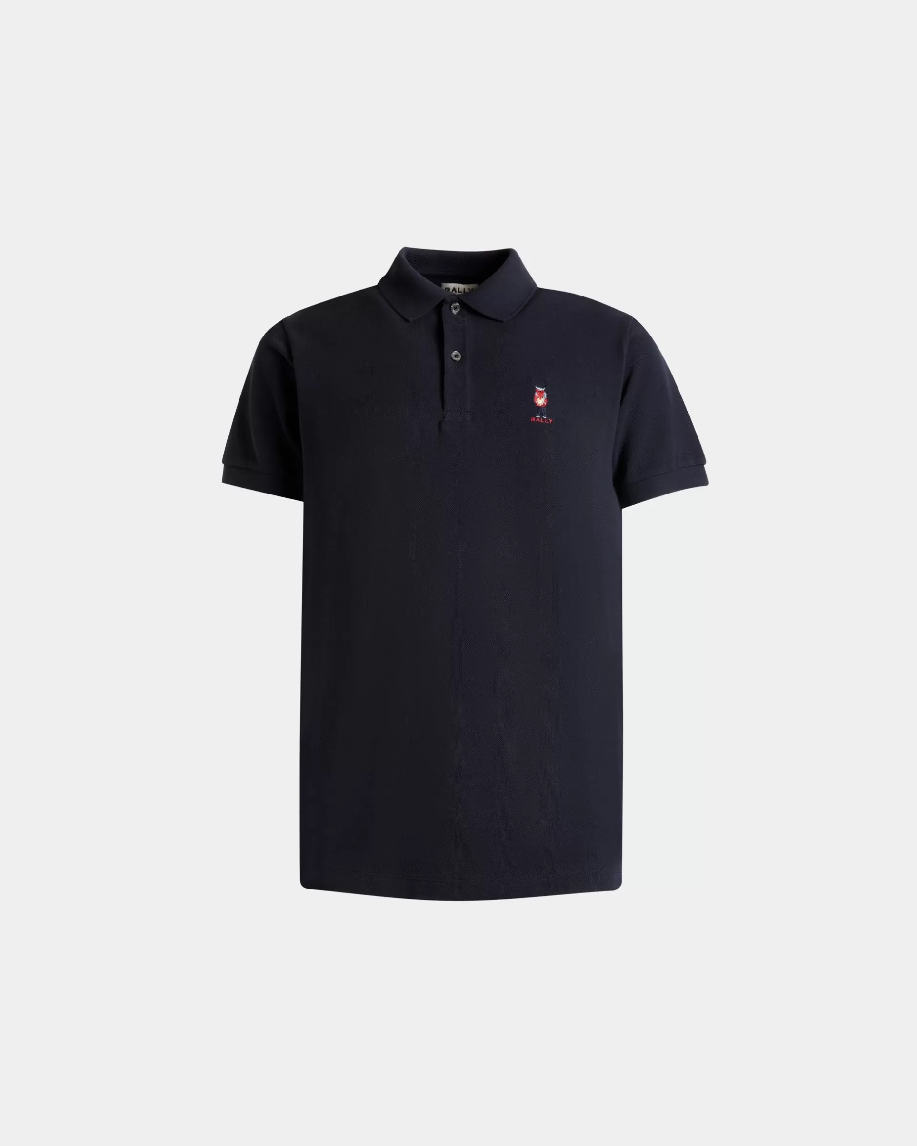 Bally Poloshirt Mit Forest Mask Aus Baumwolle In Navy Blue Blau Discount