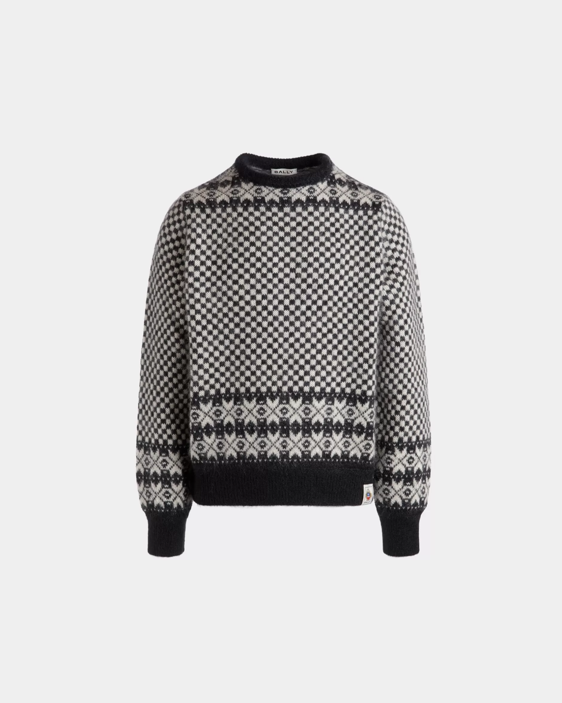 Bally Pullover Mit Rundhalsausschnitt Aus Mohair Und Seide In Schwarz Und Weiß Mehrfarbig Outlet
