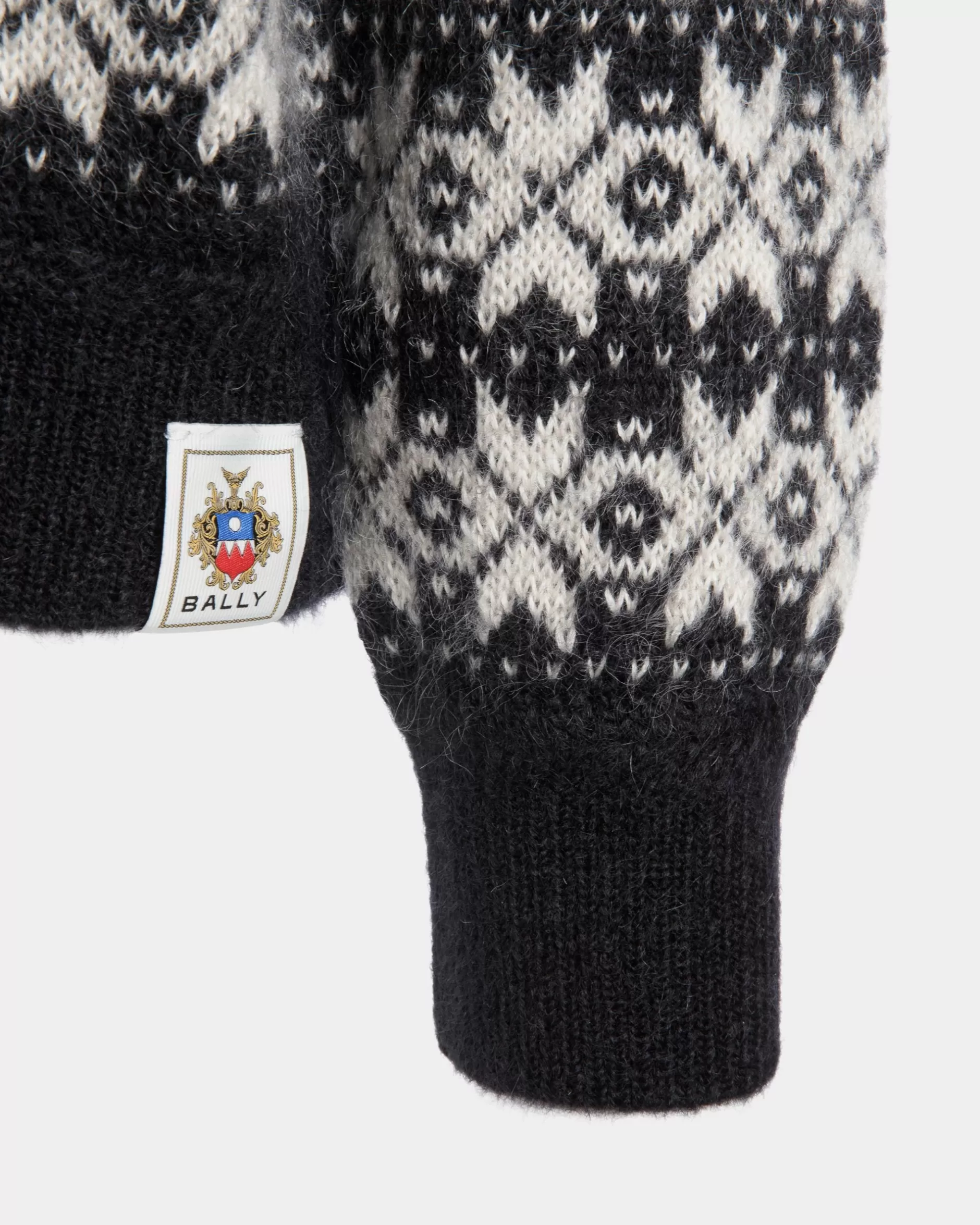 Bally Pullover Mit Rundhalsausschnitt Aus Mohair Und Seide In Schwarz Und Weiß Mehrfarbig Outlet