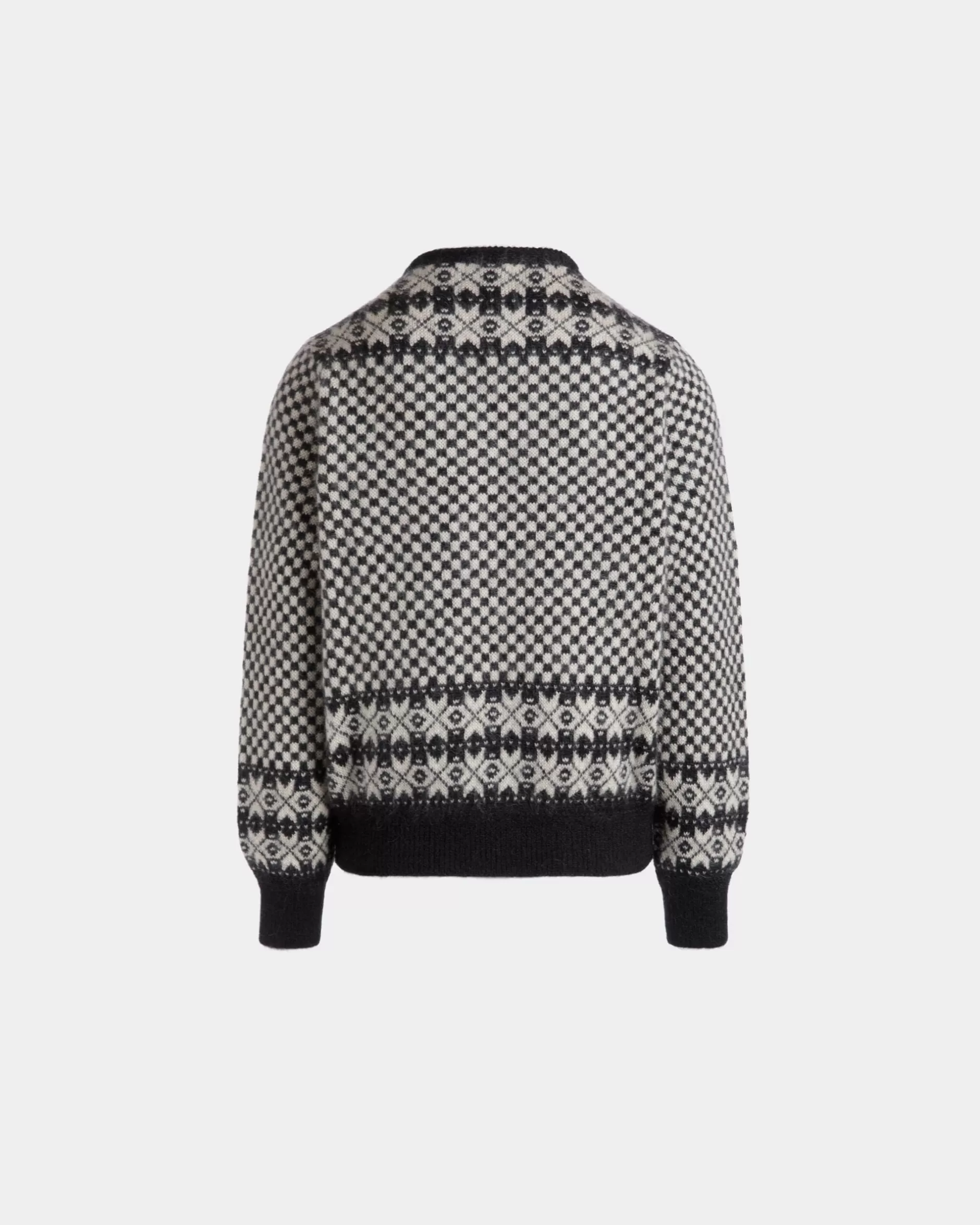 Bally Pullover Mit Rundhalsausschnitt Aus Mohair Und Seide In Schwarz Und Weiß Mehrfarbig Outlet