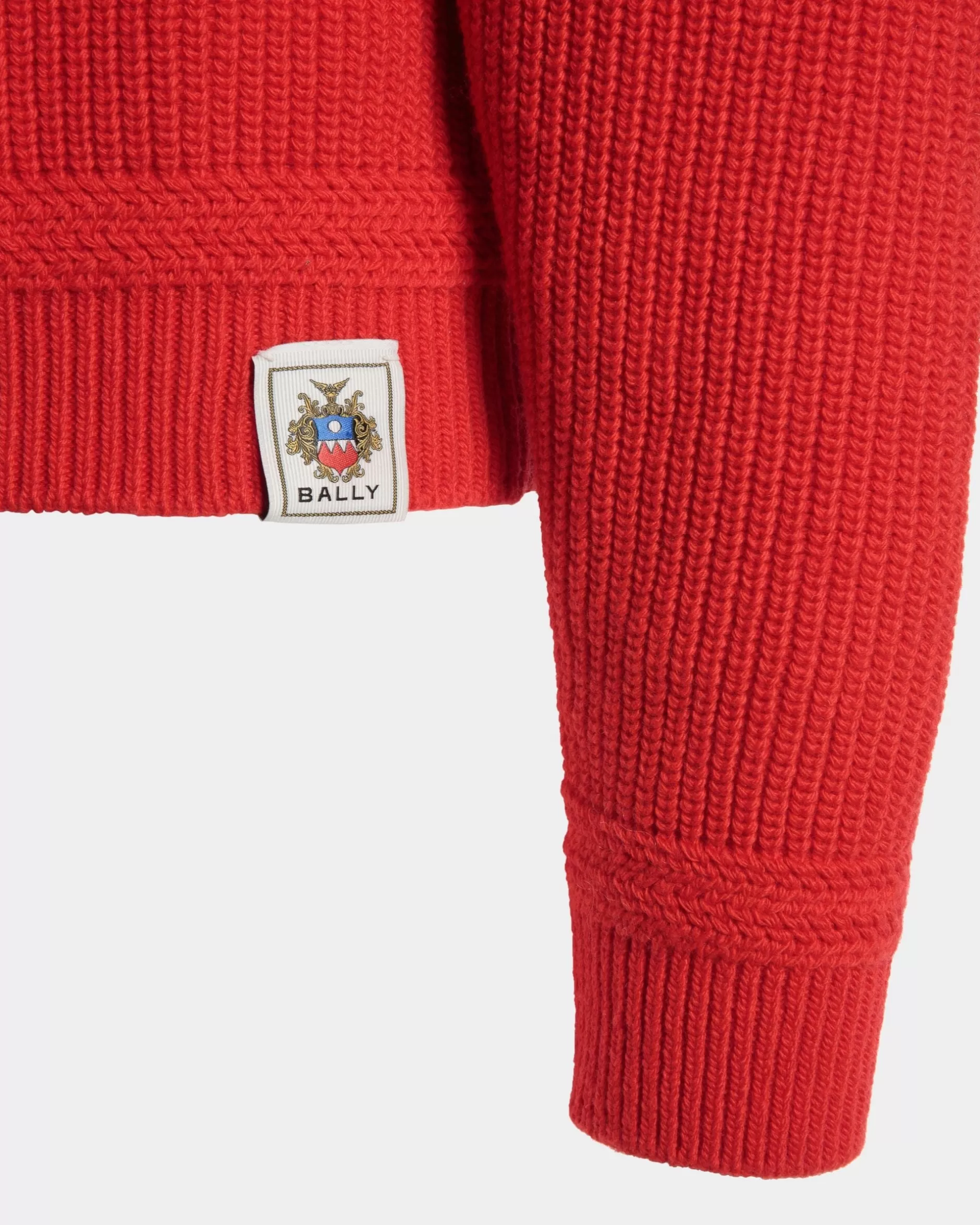 Bally Rundhalspullover Aus Wolle In Candy Red Mit Crest Logo Rot Flash Sale