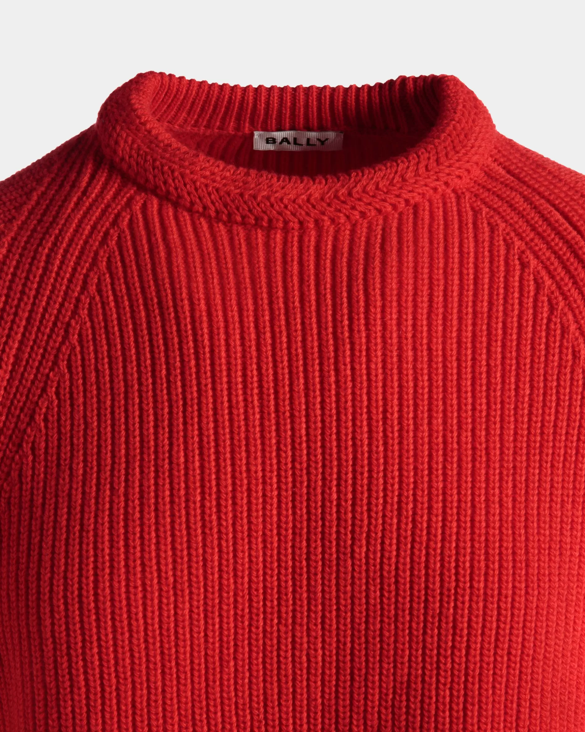 Bally Rundhalspullover Aus Wolle In Candy Red Mit Crest Logo Rot Flash Sale