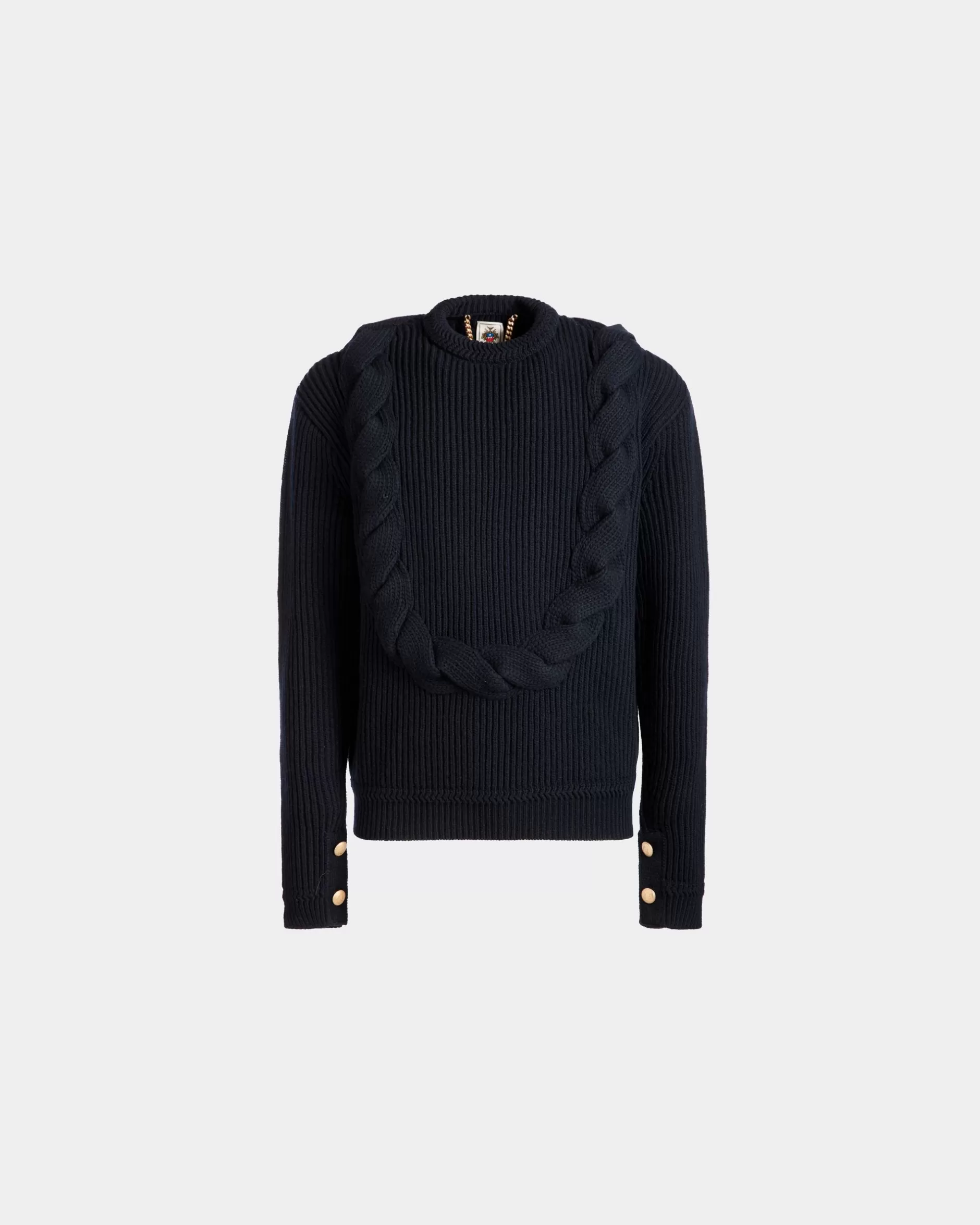 Bally Rundhalspullover Aus Wolle In Navy Blue Aus Der Adrien Brody Travel-Kollektion Blau Online