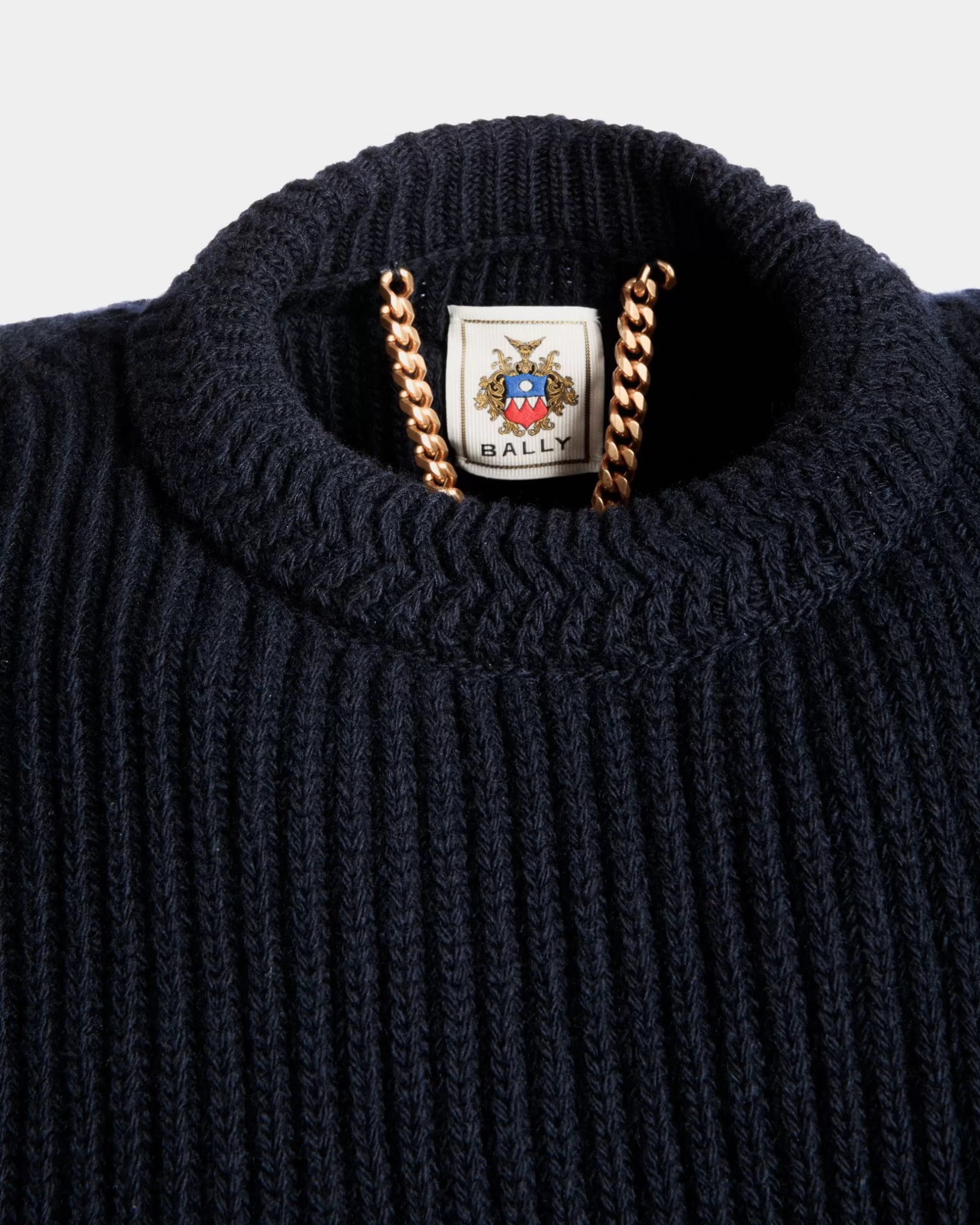 Bally Rundhalspullover Aus Wolle In Navy Blue Aus Der Adrien Brody Travel-Kollektion Blau Online