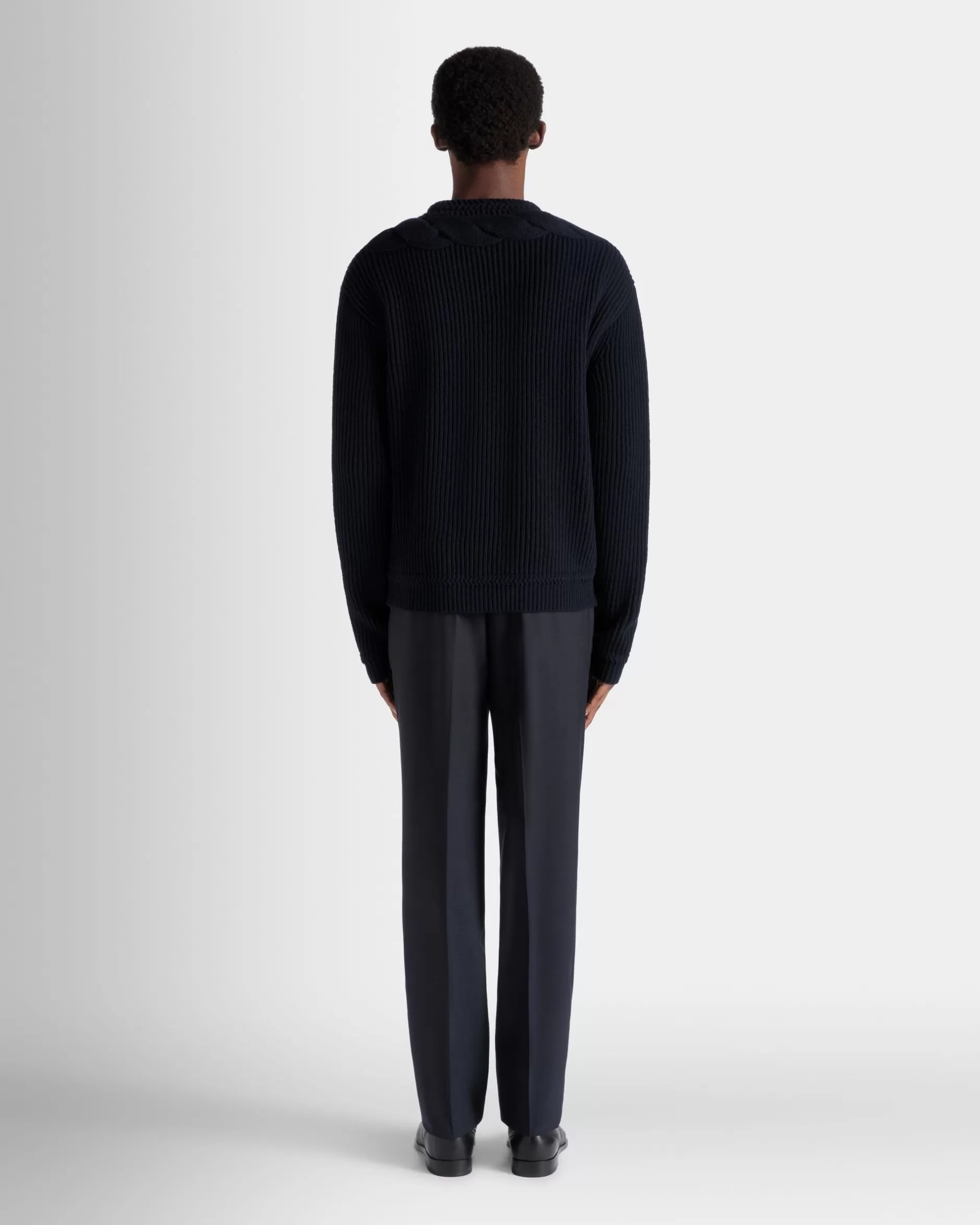 Bally Rundhalspullover Aus Wolle In Navy Blue Aus Der Adrien Brody Travel-Kollektion Blau Online