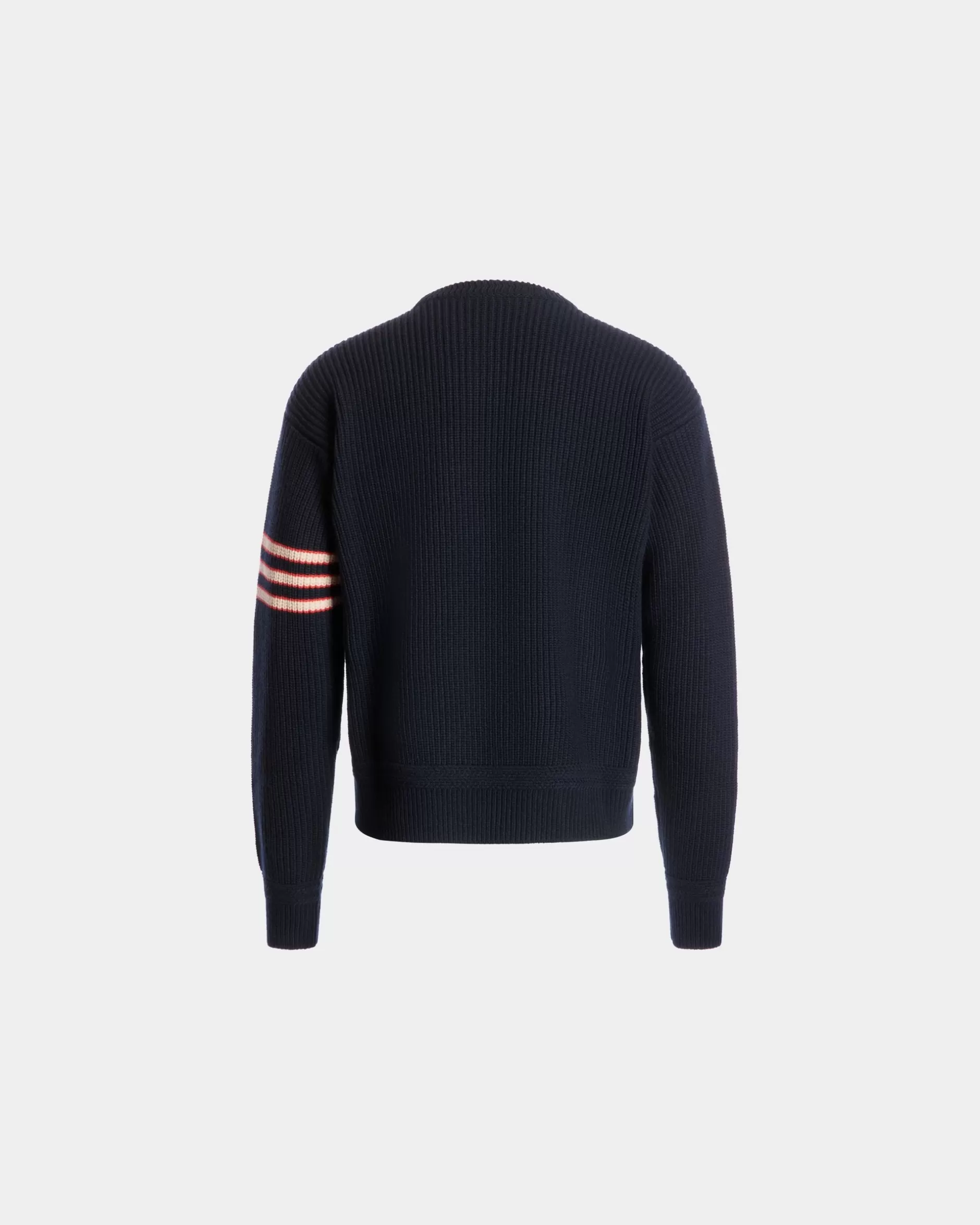 Bally Rundhalspullover Aus Wolle In Navy Blue Mit Crest Logo Blau Online