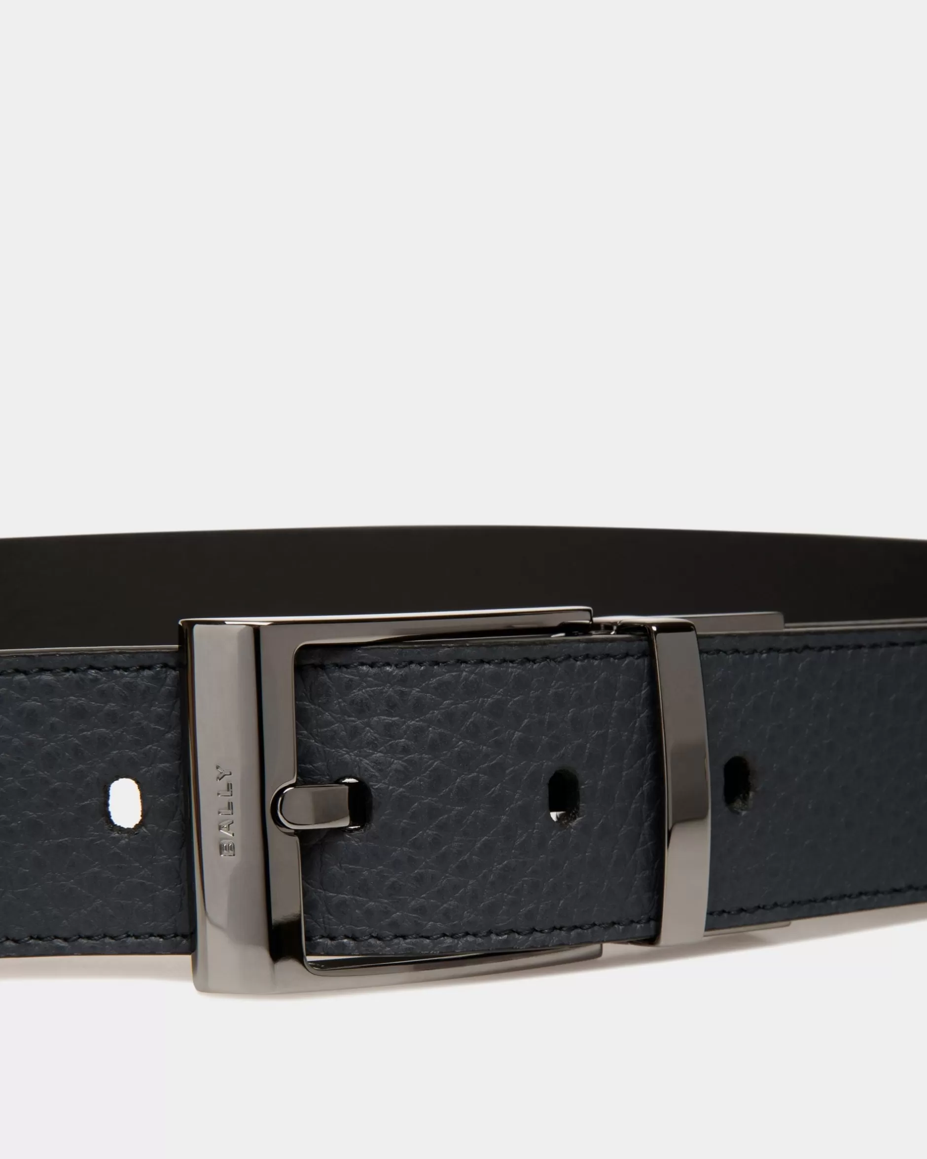 Bally Shiffie 35 mm Verstellbarer Wendegürtel Aus Leder In Navy Blue Und Schwarz Mehrfarbig Shop