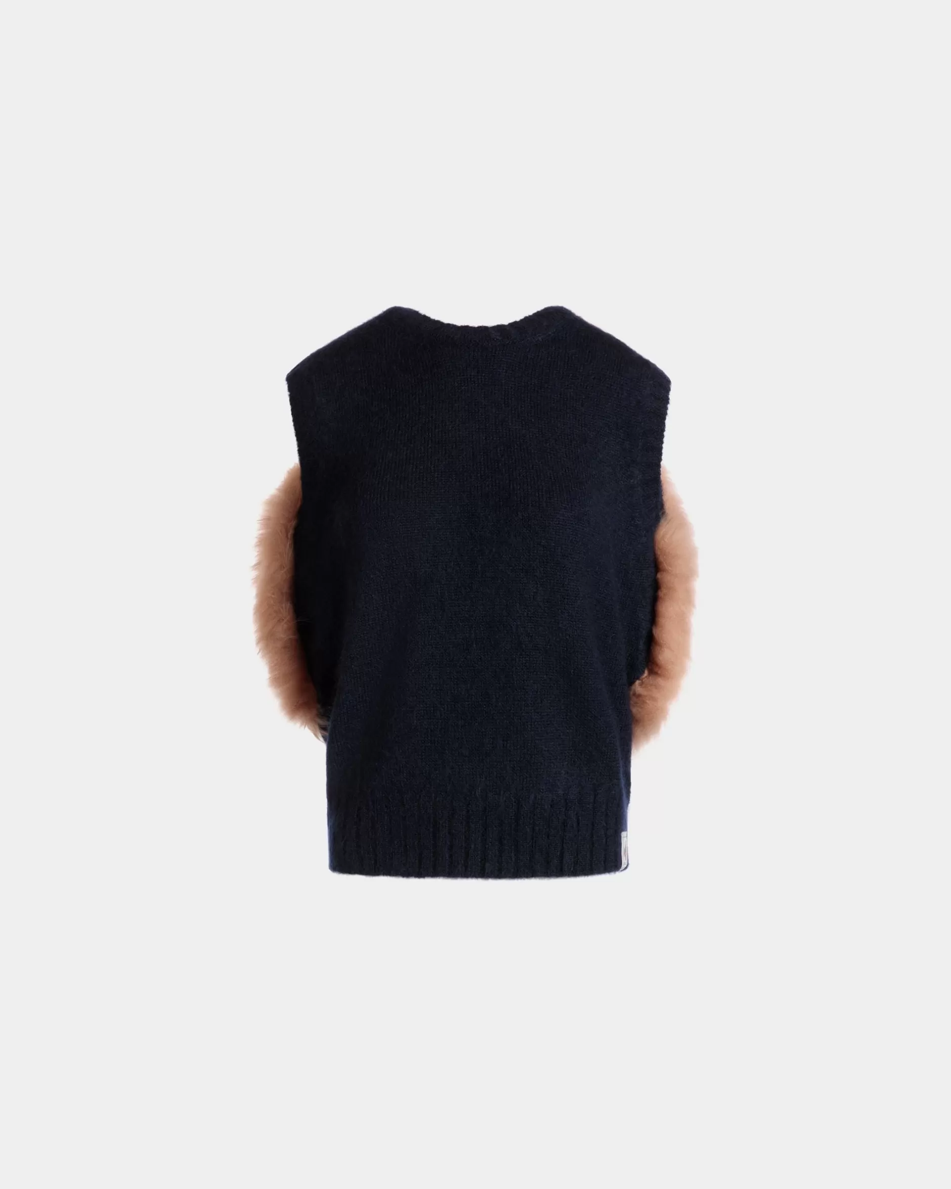 Bally Strickweste Aus Mohair Und Seide In Navy Blue Und Praline Beige Blau Store