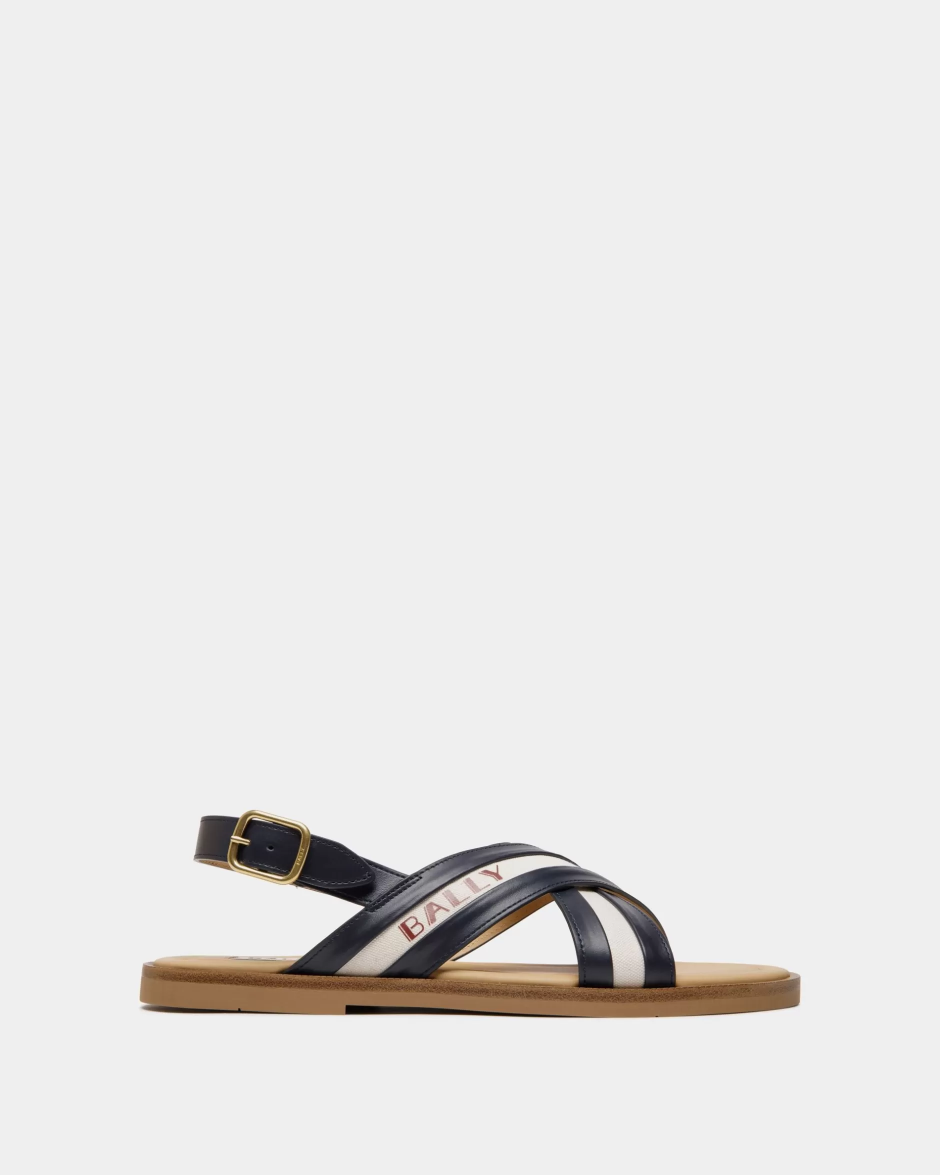 Bally Summer Capsule In Navy Blue Aus Natürlichem Leder Und Leinwand Mehrfarbig Outlet
