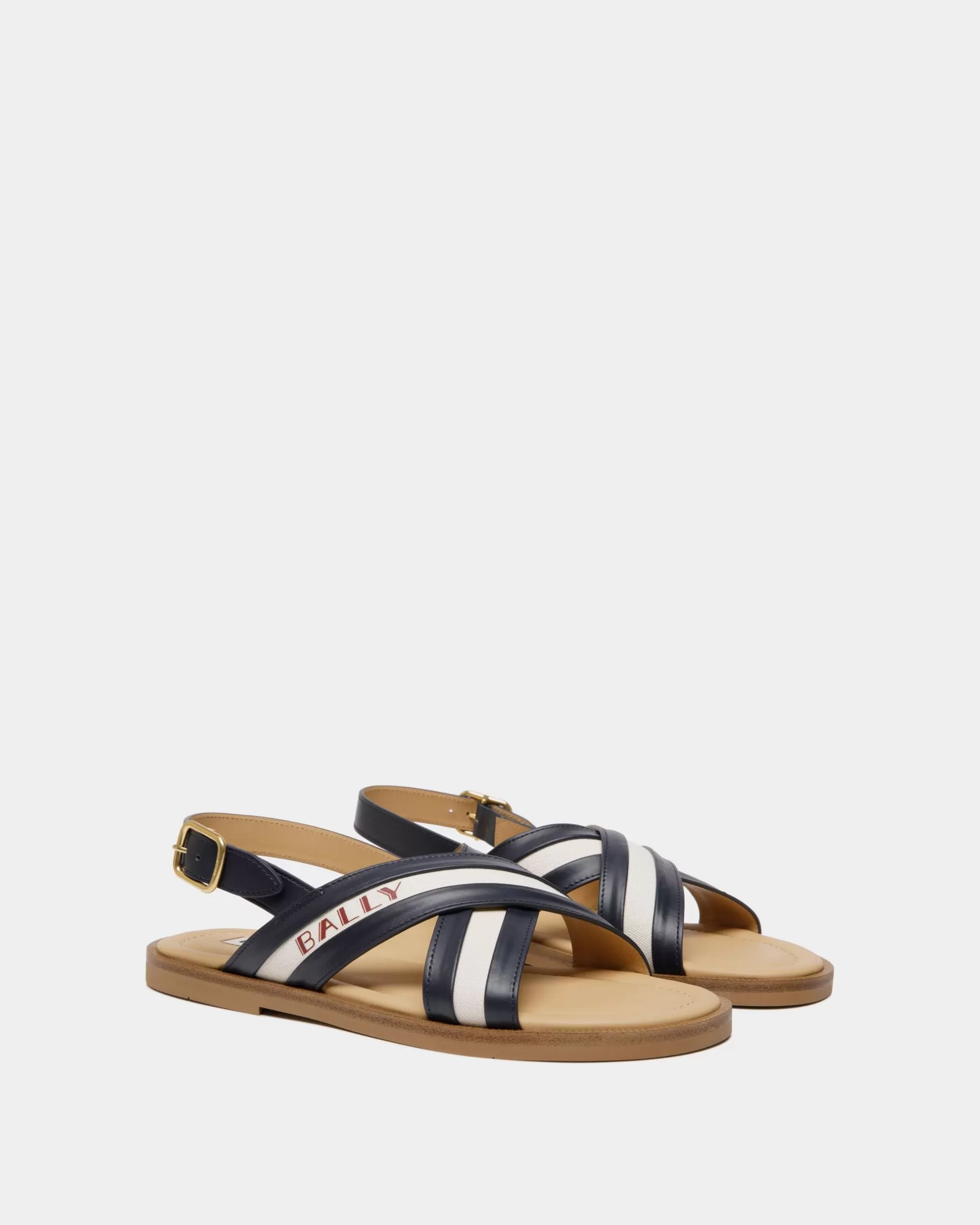 Bally Summer Capsule In Navy Blue Aus Natürlichem Leder Und Leinwand Mehrfarbig Outlet
