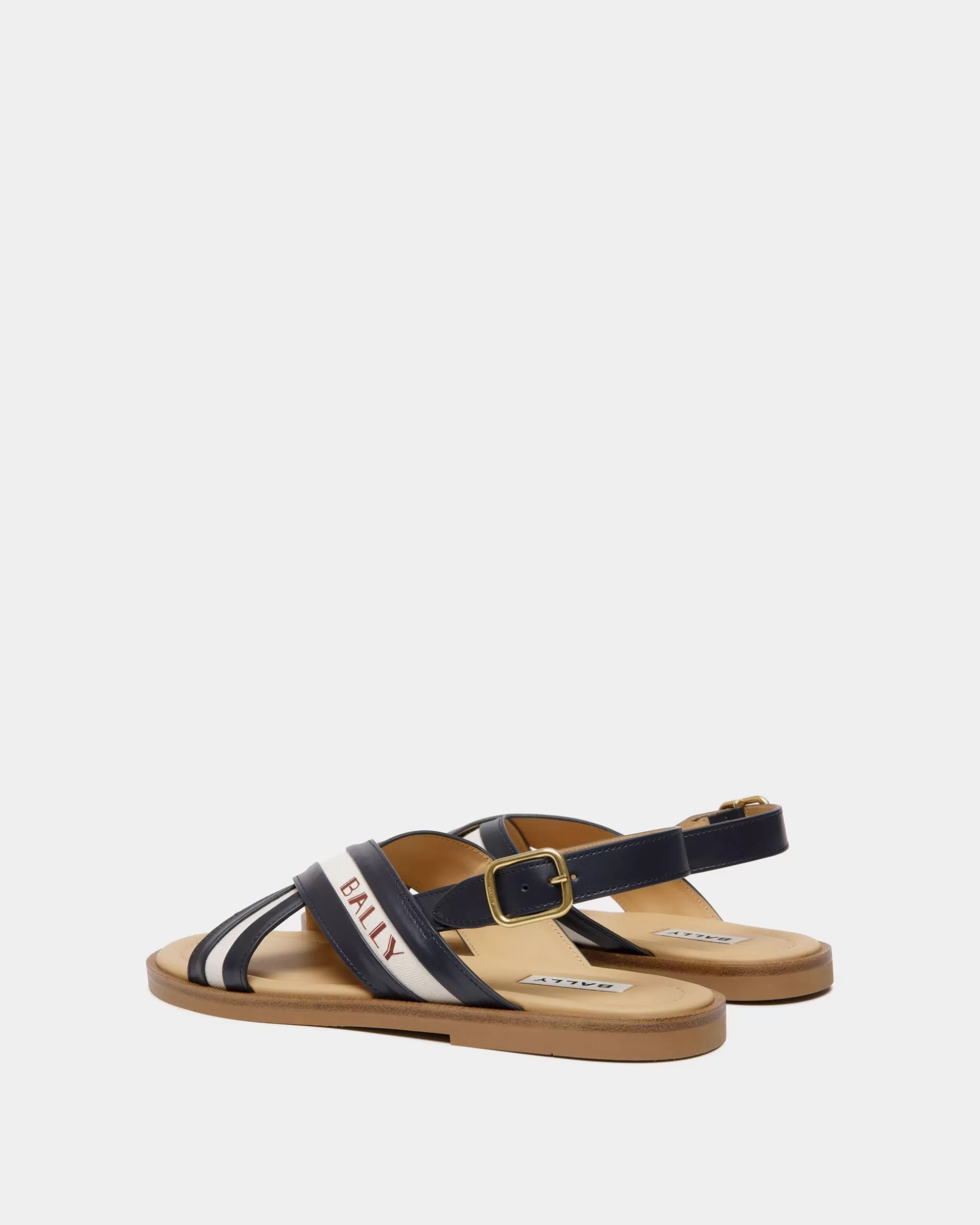 Bally Summer Capsule In Navy Blue Aus Natürlichem Leder Und Leinwand Mehrfarbig Outlet