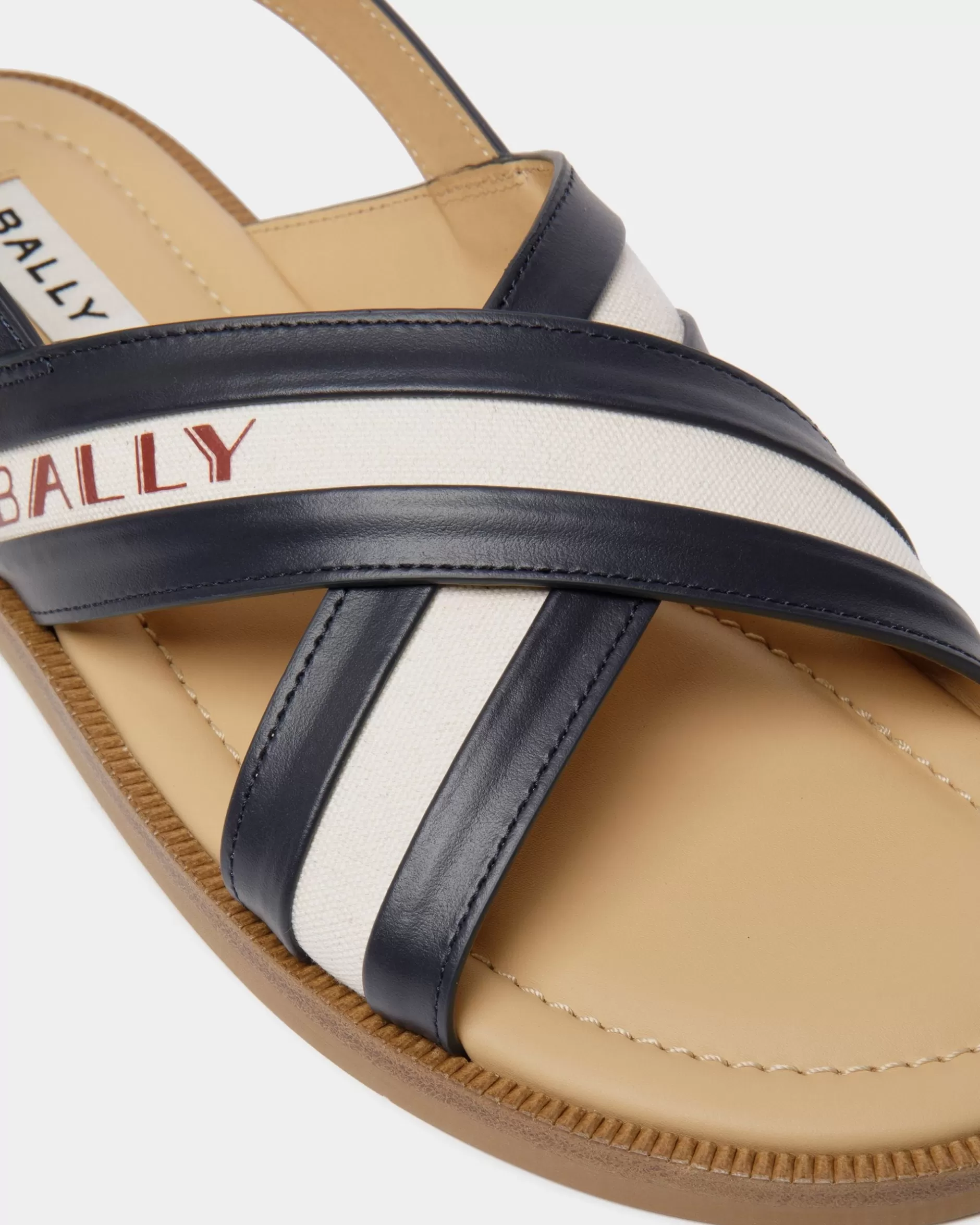 Bally Summer Capsule In Navy Blue Aus Natürlichem Leder Und Leinwand Mehrfarbig Outlet